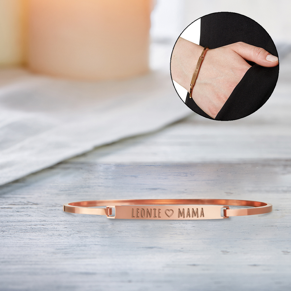 Armreif Rosegold mit Gravur - Mama Name 3557