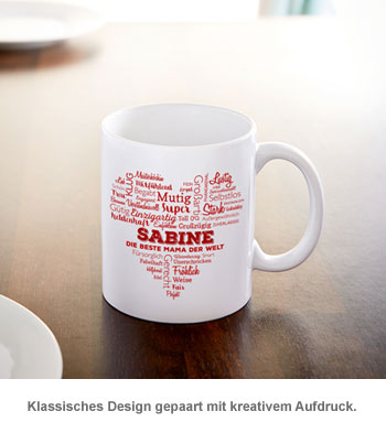 Personalisierte Tasse für Mama - Herz aus Worten 3097 - 2