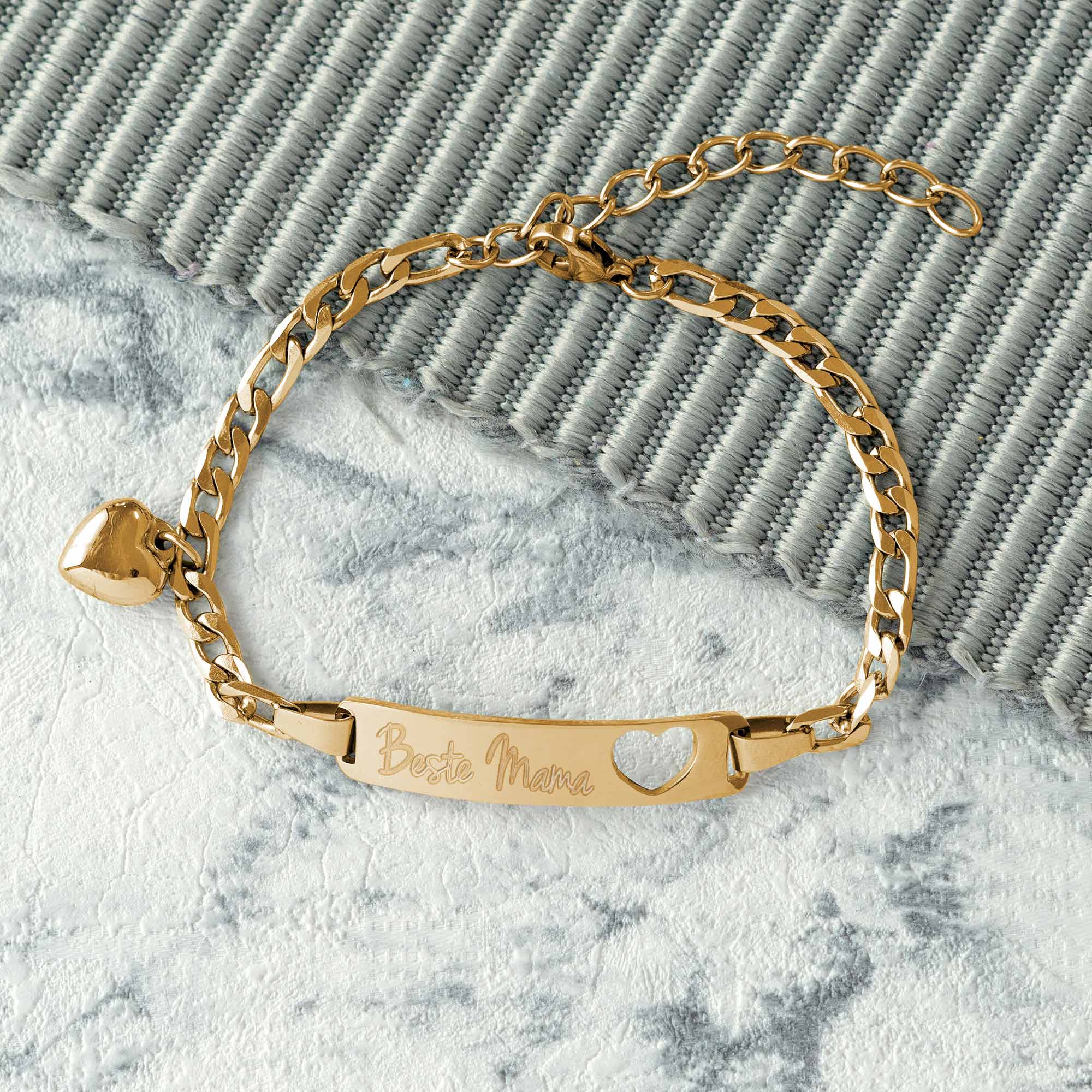 Gold Armband mit Herzstanze - Beste Mama