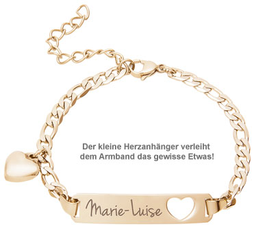 Armband mit Herzstanze Gold - Namensgravur