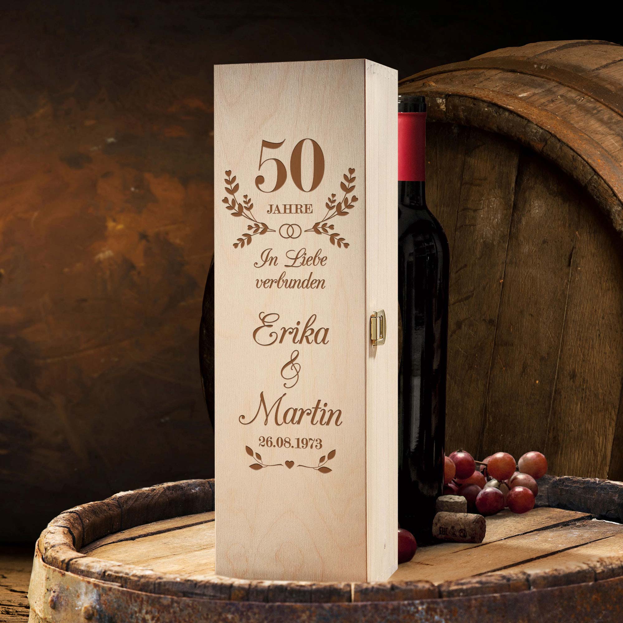 Weinkiste - Goldene Hochzeit - Personalisiert