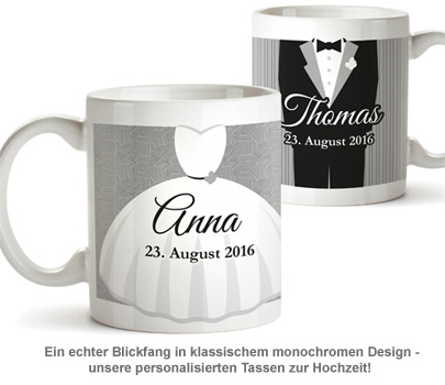 Personalisiertes Tassen Paar zur Hochzeit - Klassisch 2489 - 1