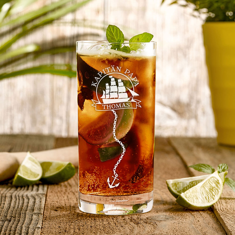 Cocktailglas mit Gravur für Papa - Segelschiff