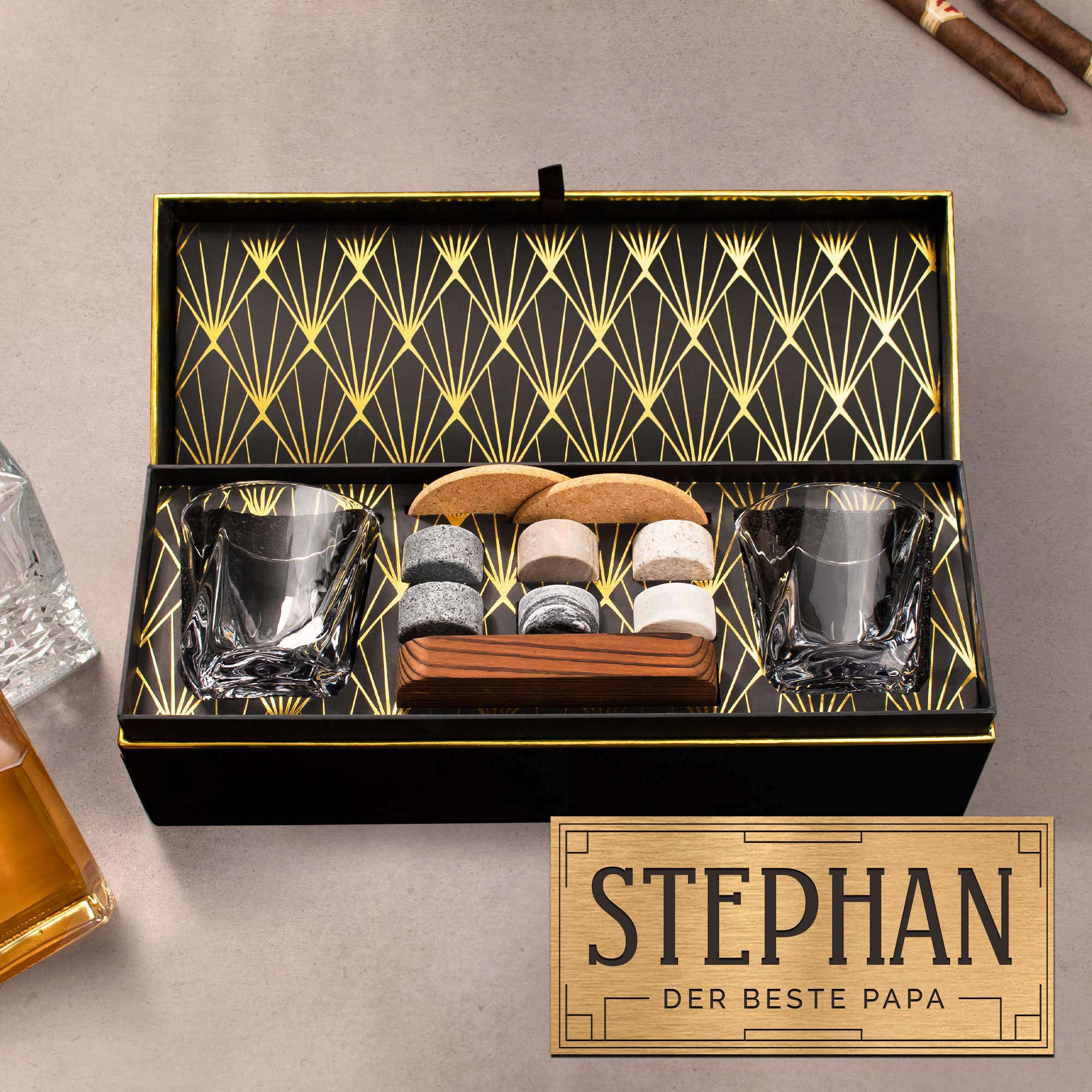Whisky Set in personalisierter Geschenkbox - Bester Papa 0021-0002-DE-0001