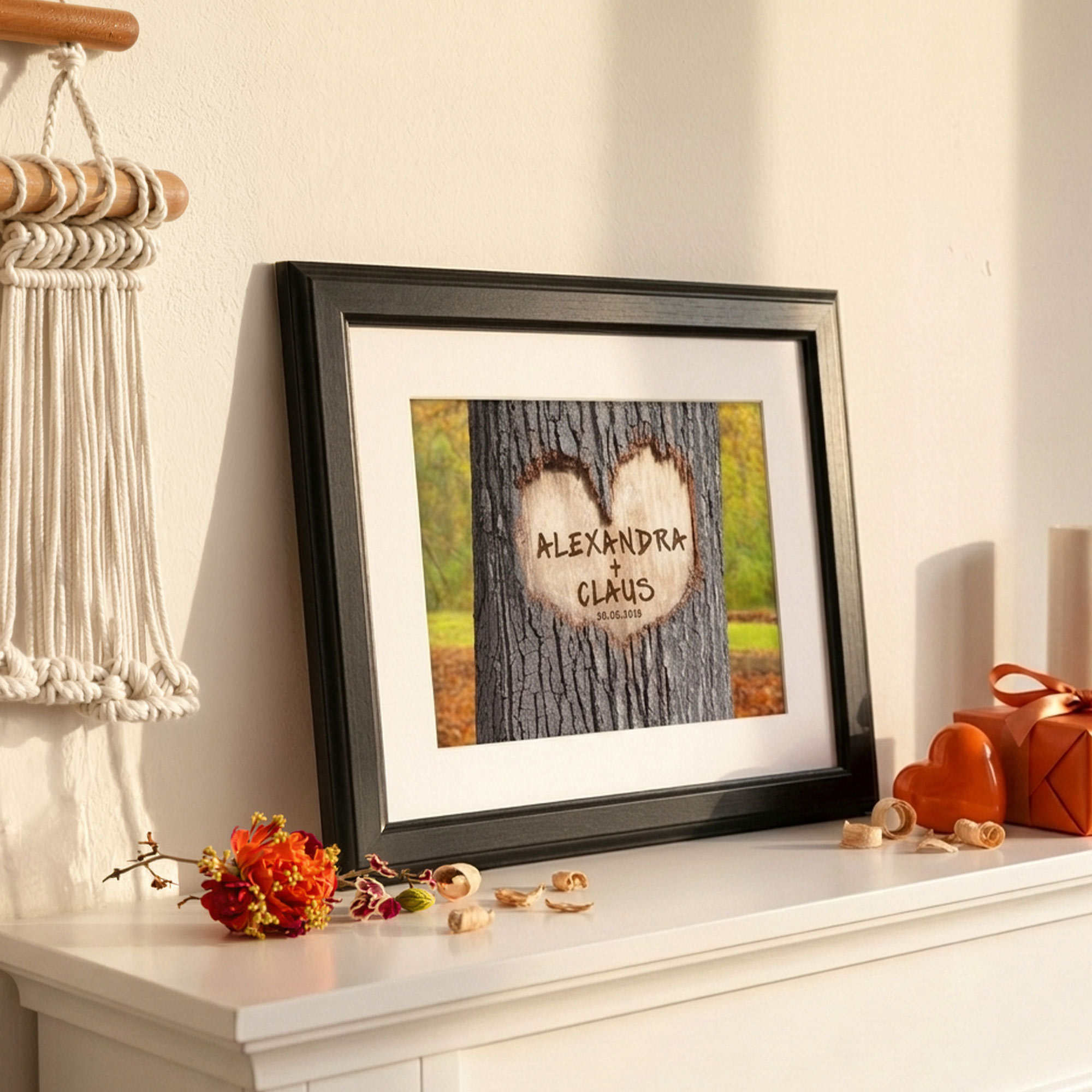 Herz im Baum Herbstbild - personalisiert