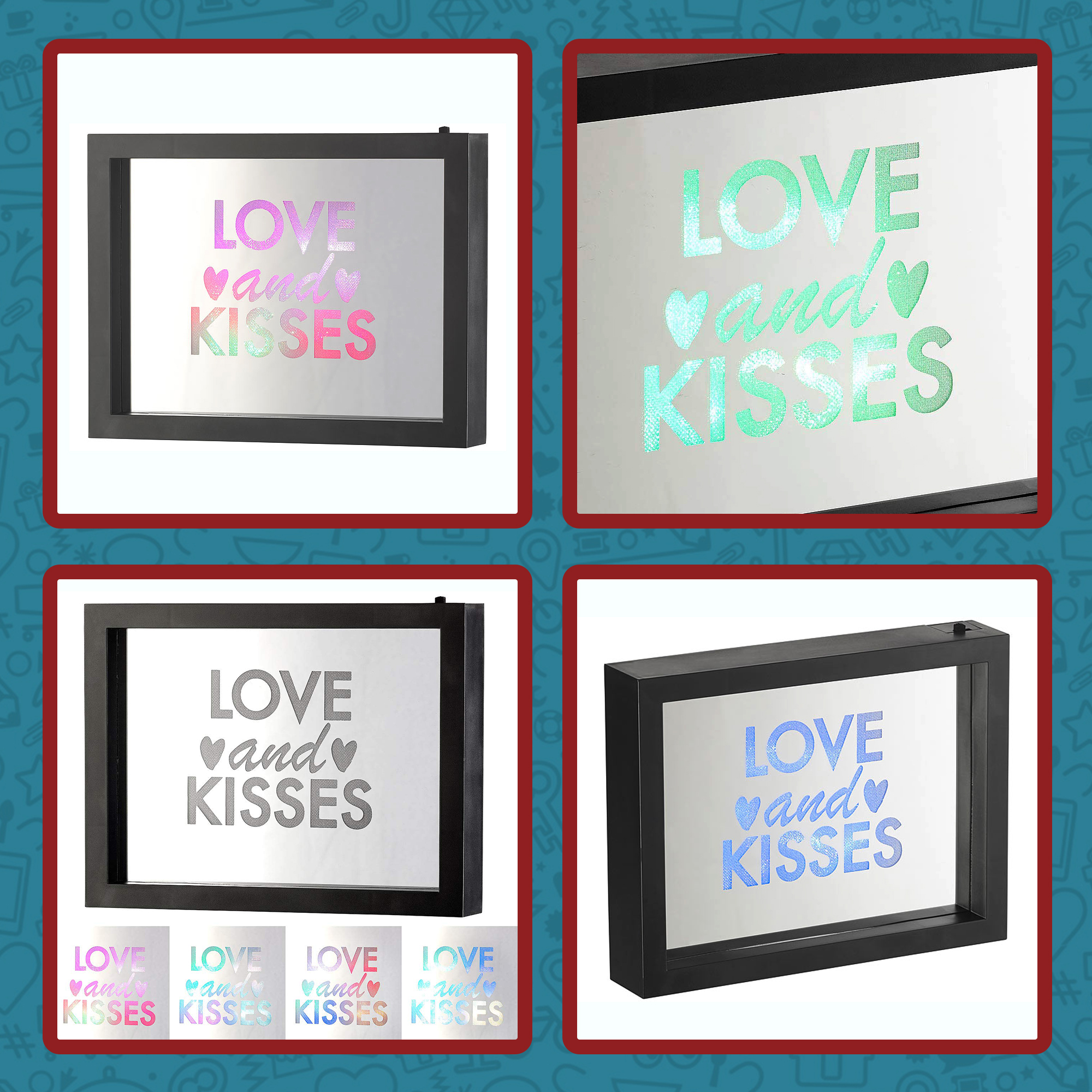 LED Rahmen mit Farbwechsel - Love And Kisses 4065 - 2