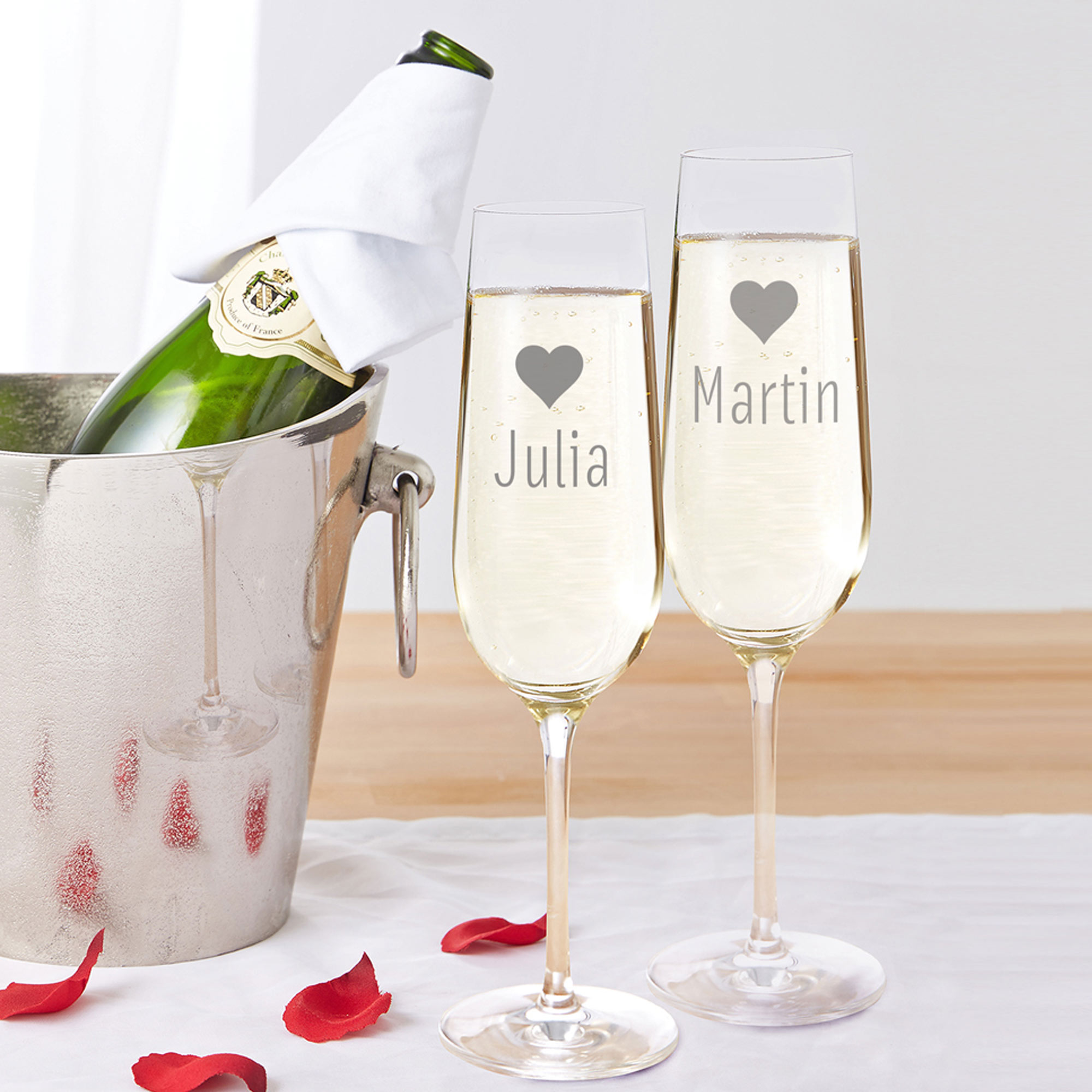 Sektgläser mit Herz Motiv - graviert