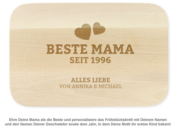 Graviertes Frühstücksbrettchen - Beste Mama von Herzen