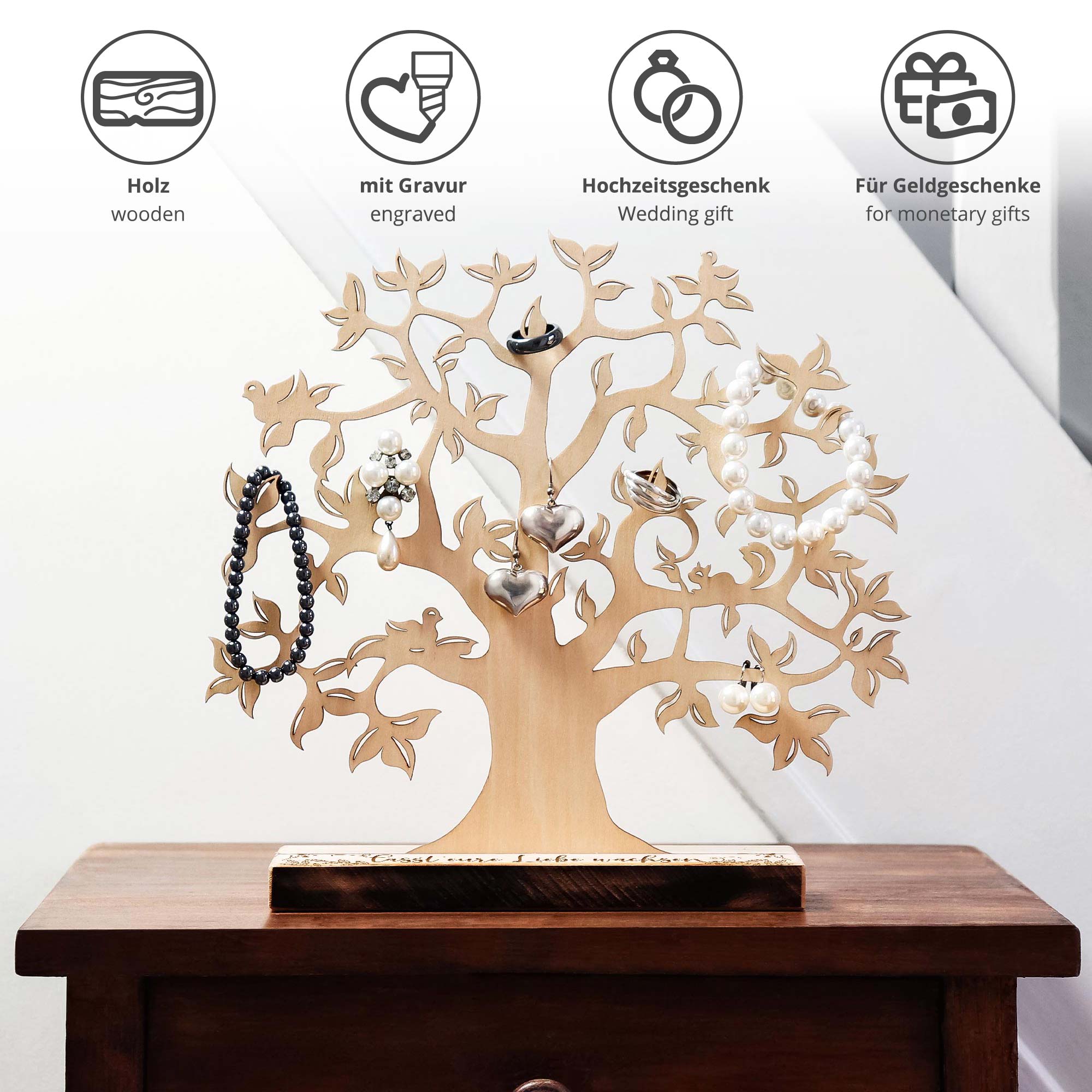 Kleiner Geldbaum mit Gravur zur Hochzeit
