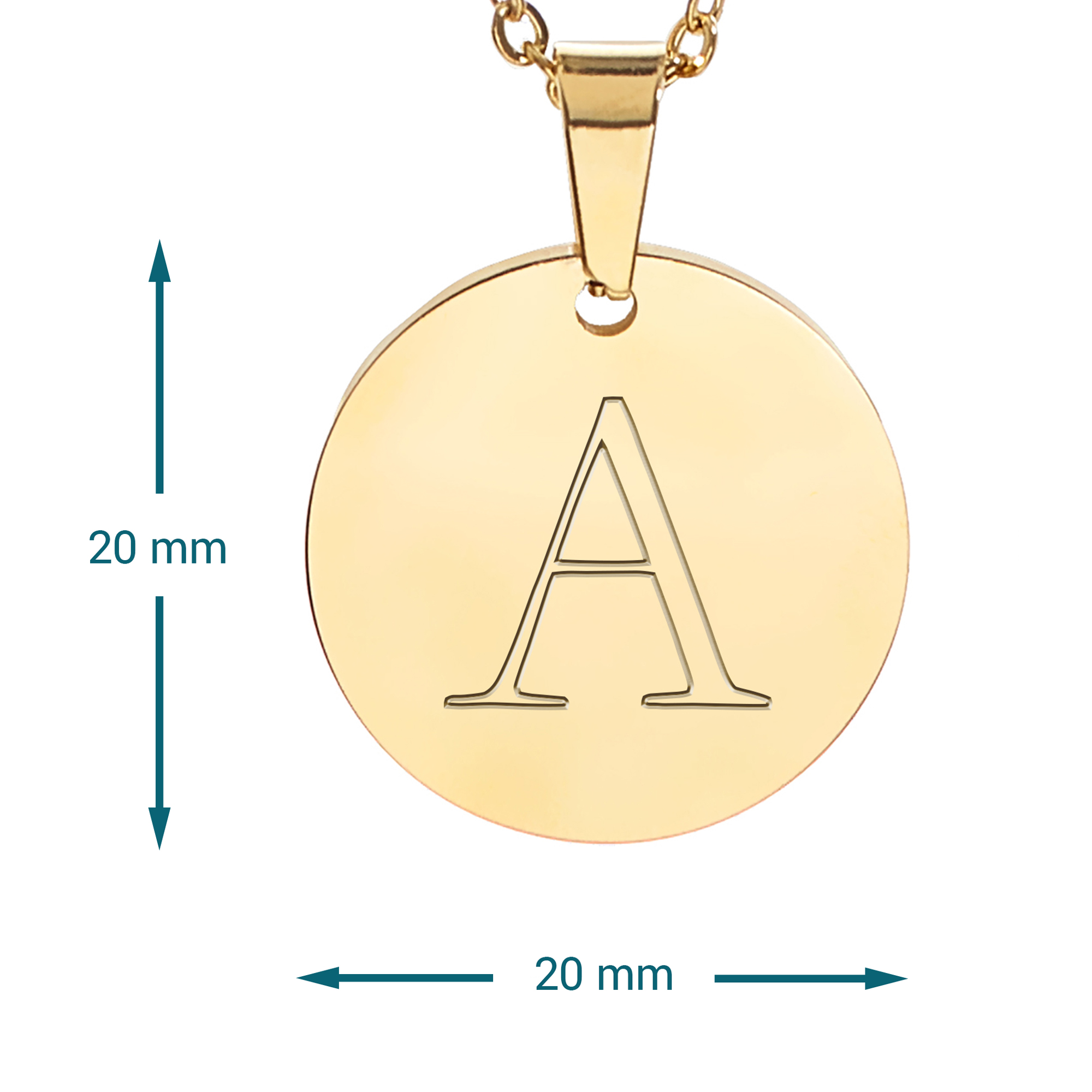 Runder Kettenanhänger Gold - Initialengravur 3677 - 5