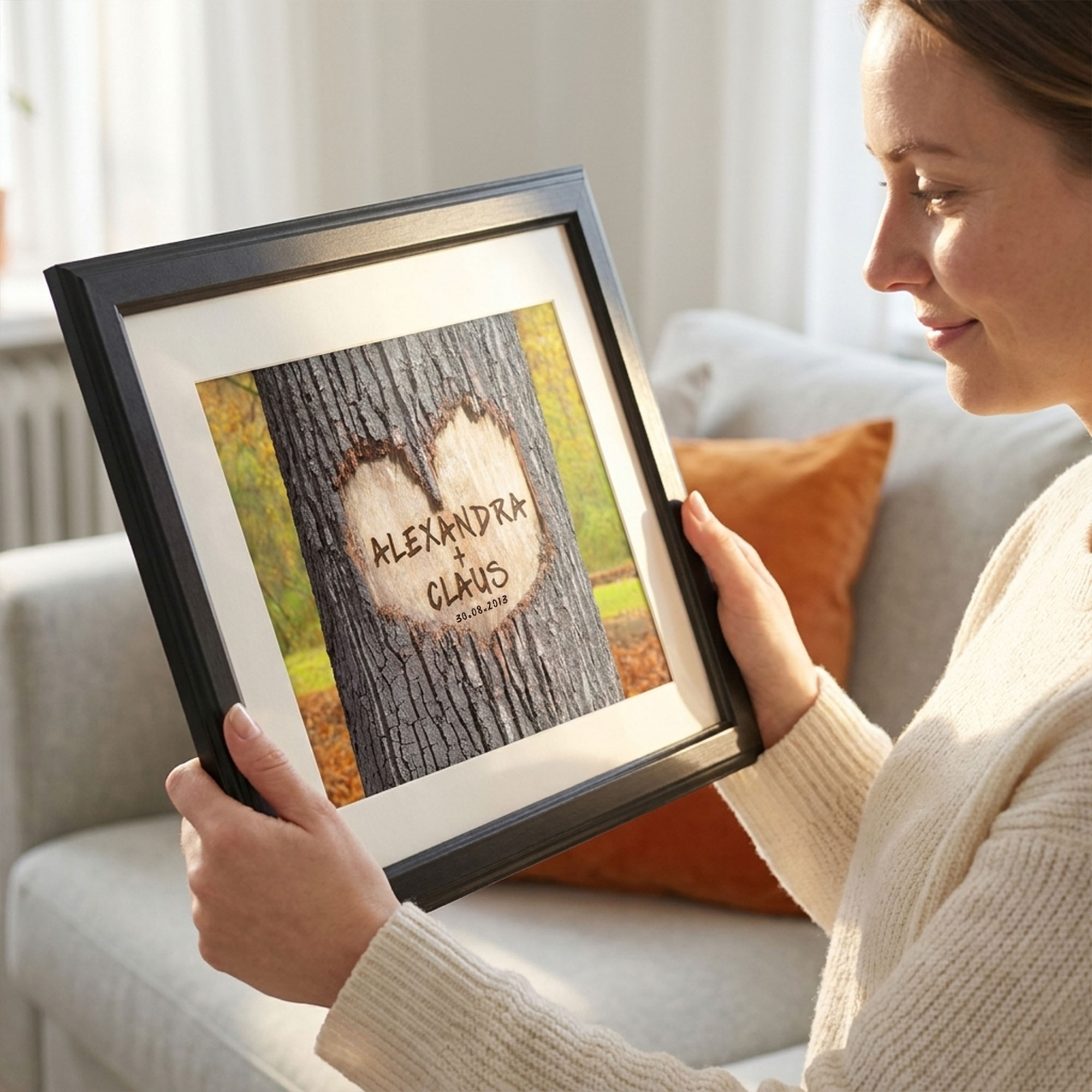 Herz im Baum Herbstbild - personalisiert