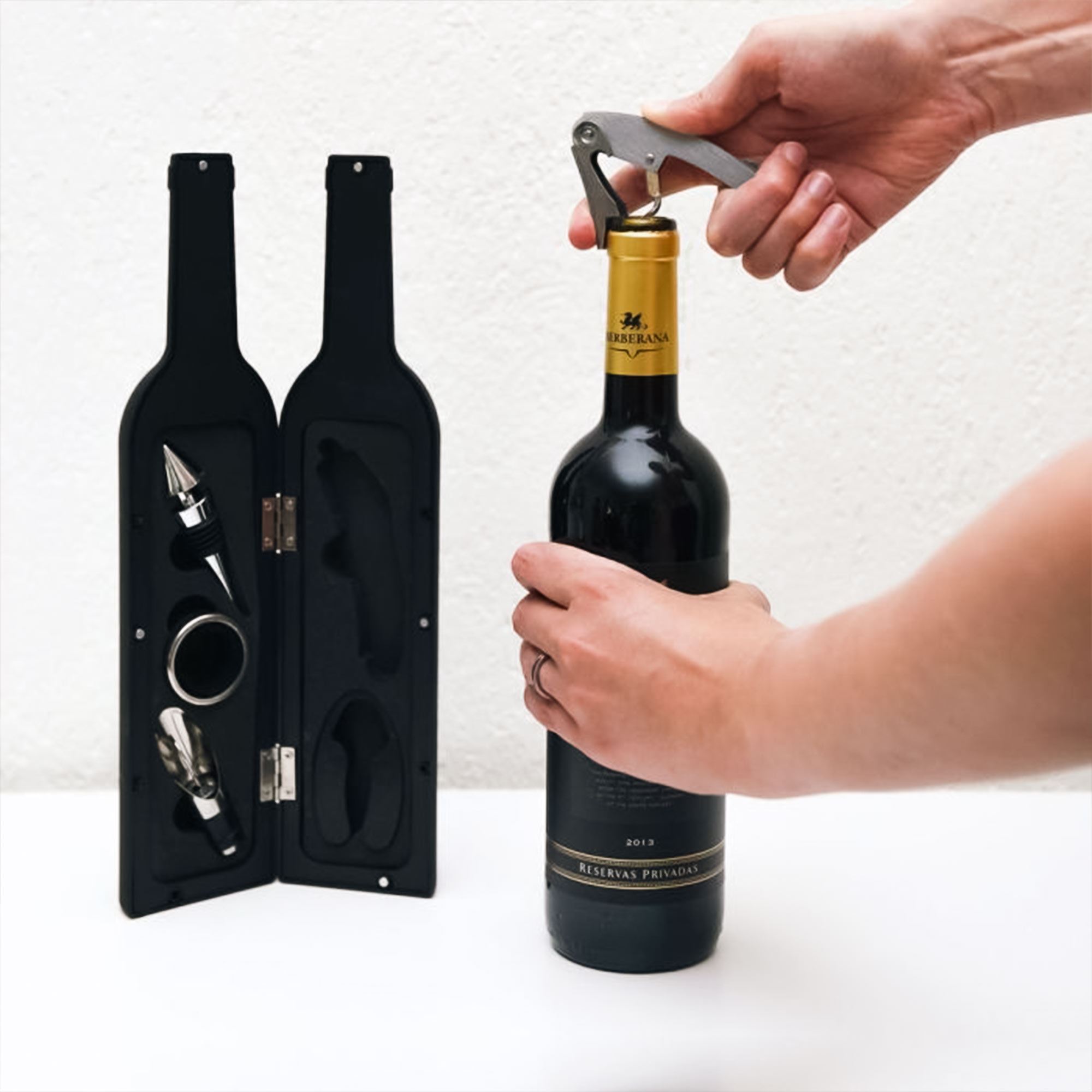 Wein Geschenkset fünfteilig - Flaschenform