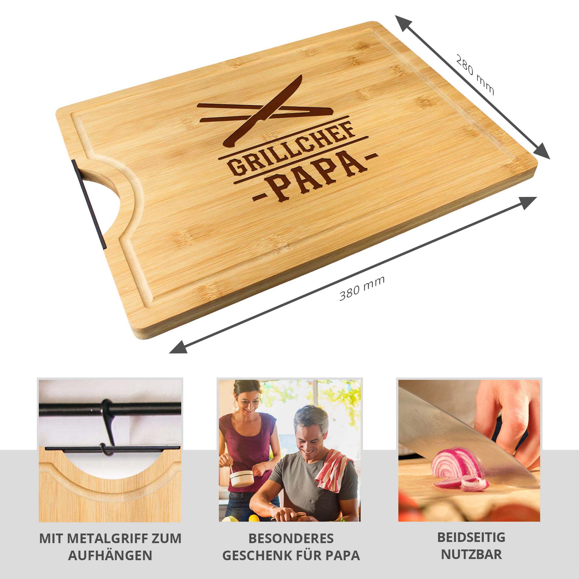 Bambusholz Schneidebrett für Papa - Grillchef Bambusholz Schneidebrett für Papa - Grillchef