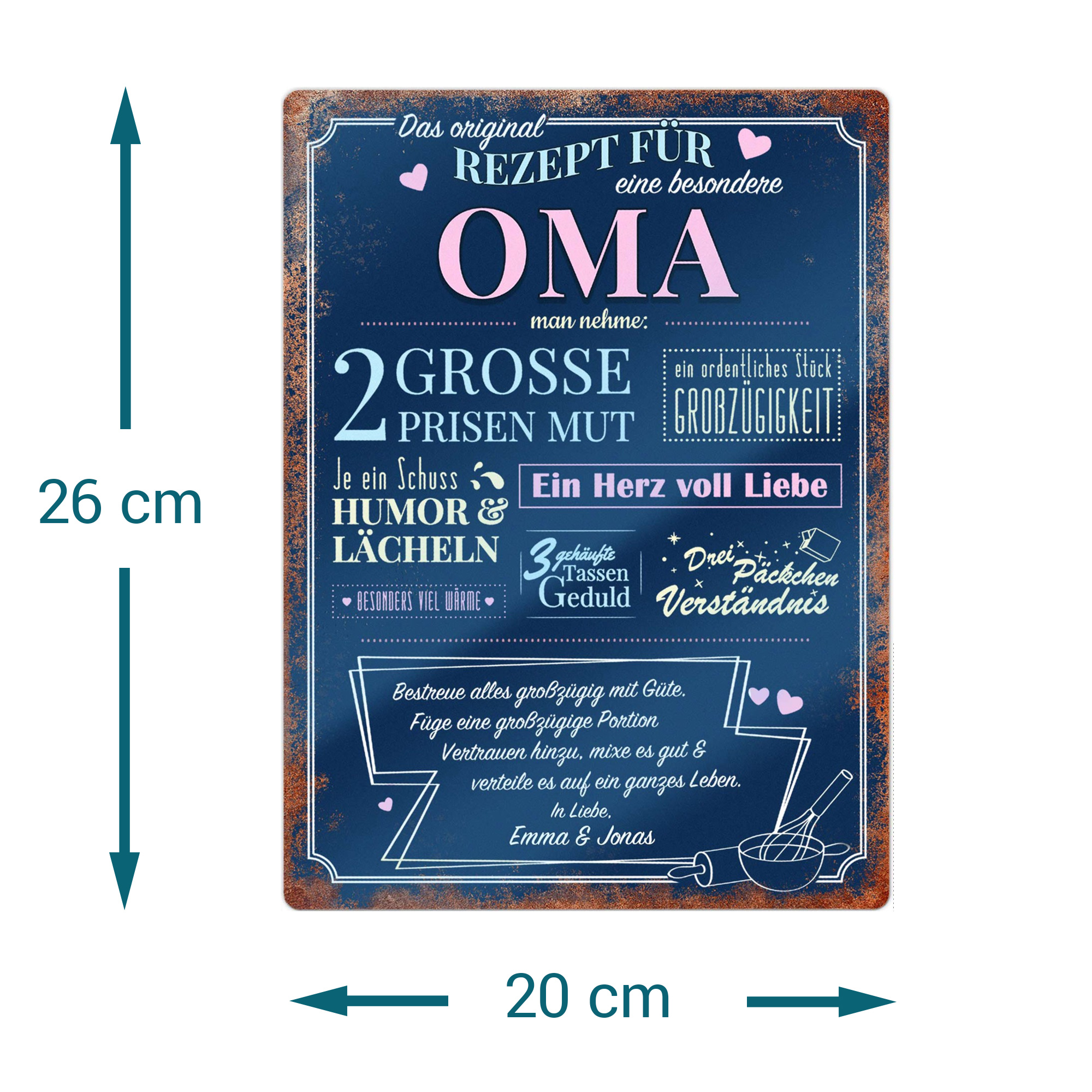 Personalisiertes Blechschild - Rezept Oma 4020 - 8