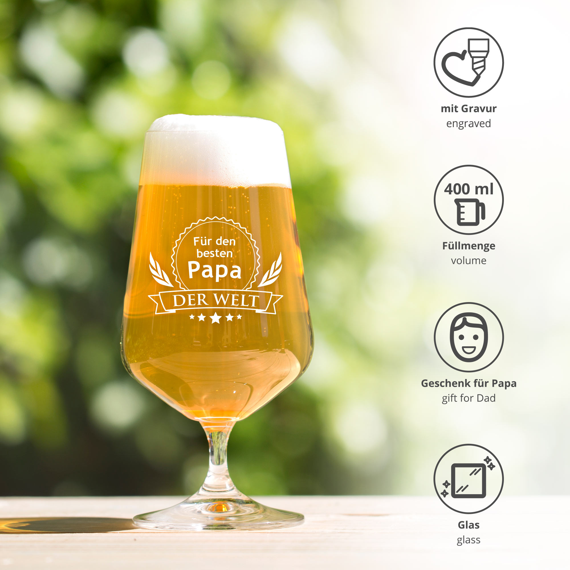 Bierglas - Bester Papa - Motiv 3 - Standard