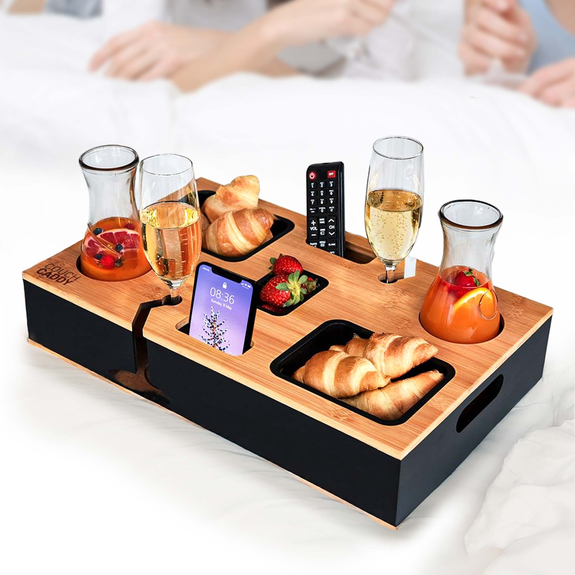 Couch Tablett mit Snackbar und Getränkehaltern