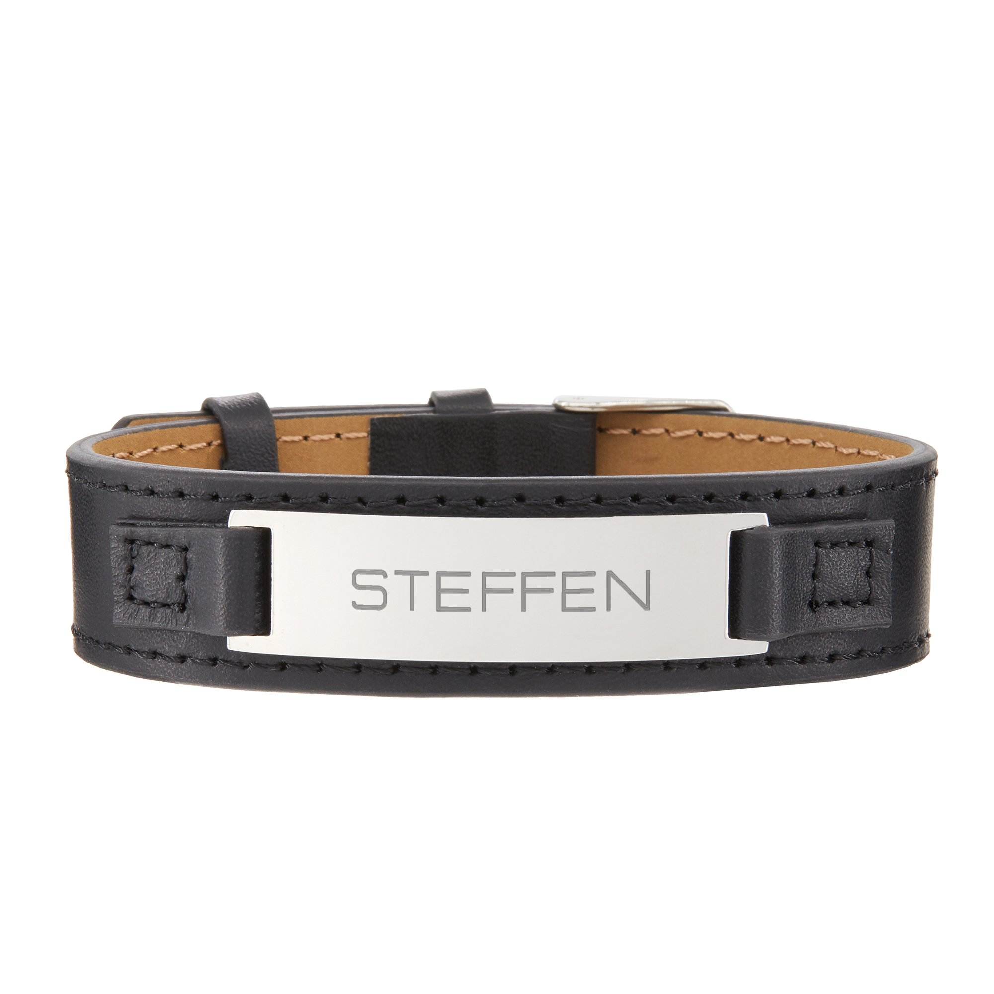 Lederarmband - Breit - Schwarz - Name - Personalisiert