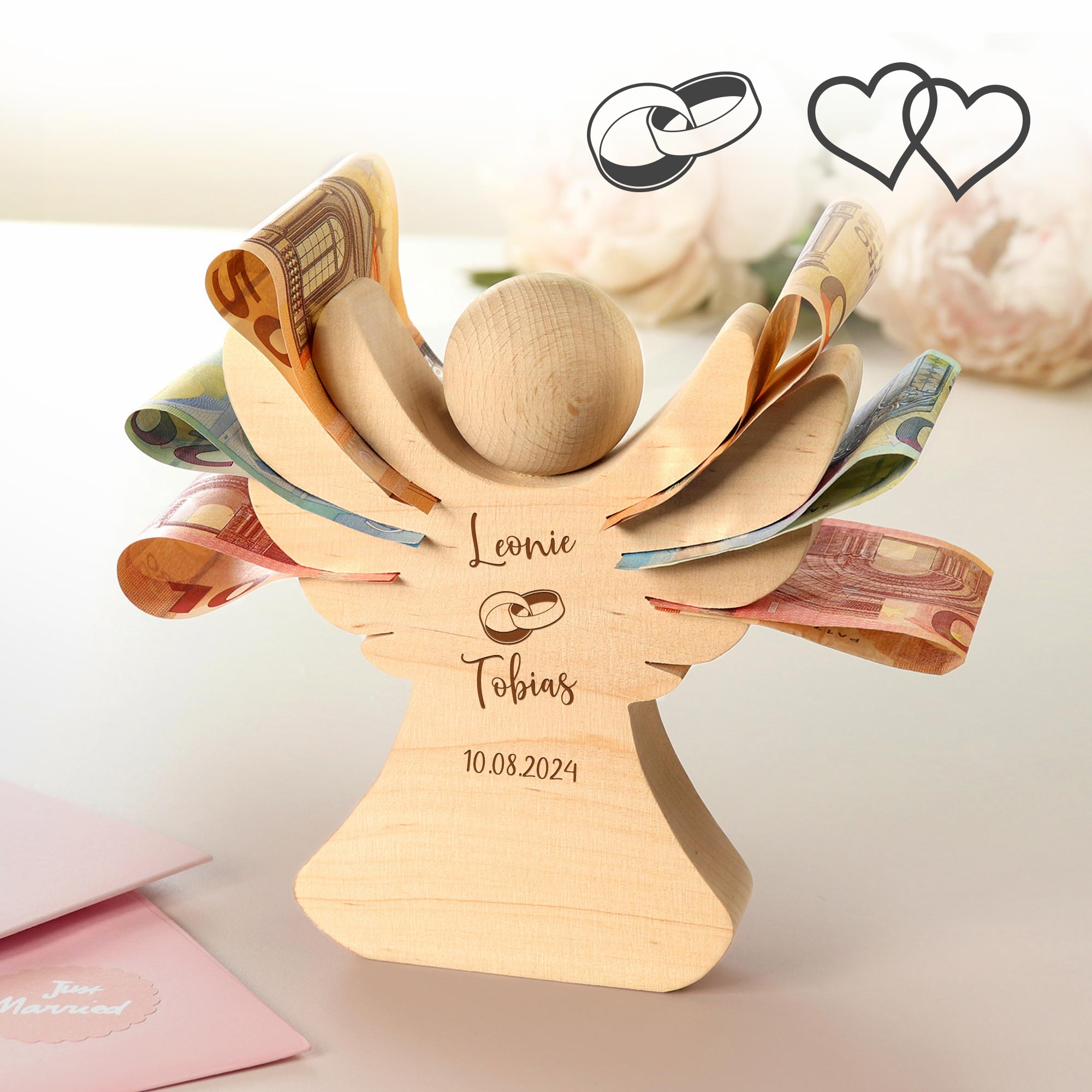 Holzengel - Hochzeit - Personalisiert