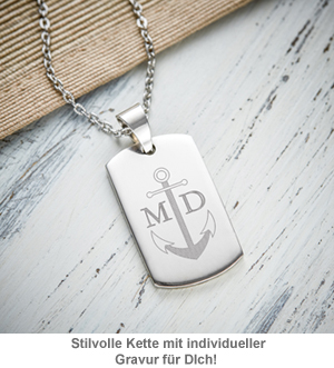 Army Dog Tag Kette mit Gravur für Männer - Anker 3266 - 2