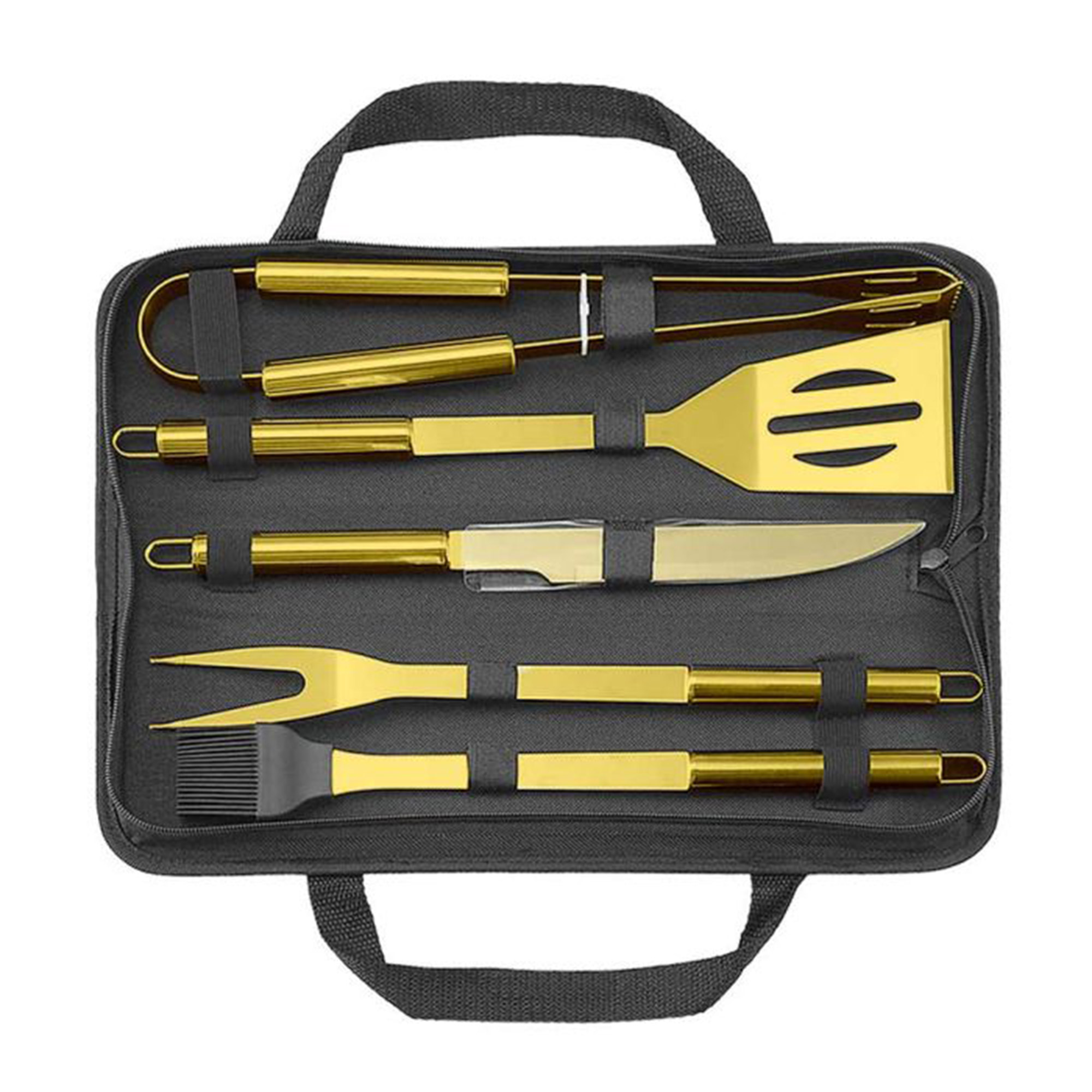 Goldenes Grillbesteck Set - 5-teilig