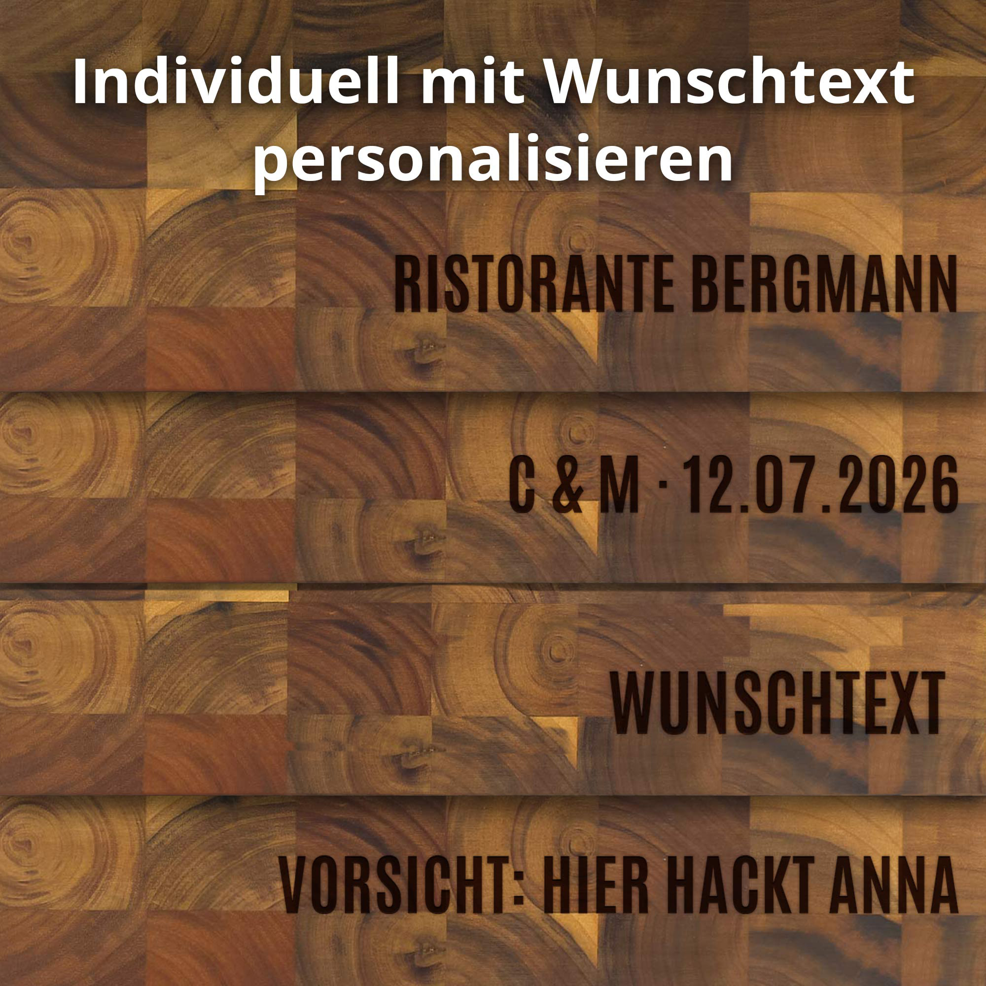 Personalisierter Stirnholz Schneideblock Akazie Personalisierter Stirnholz Schneideblock Akazie