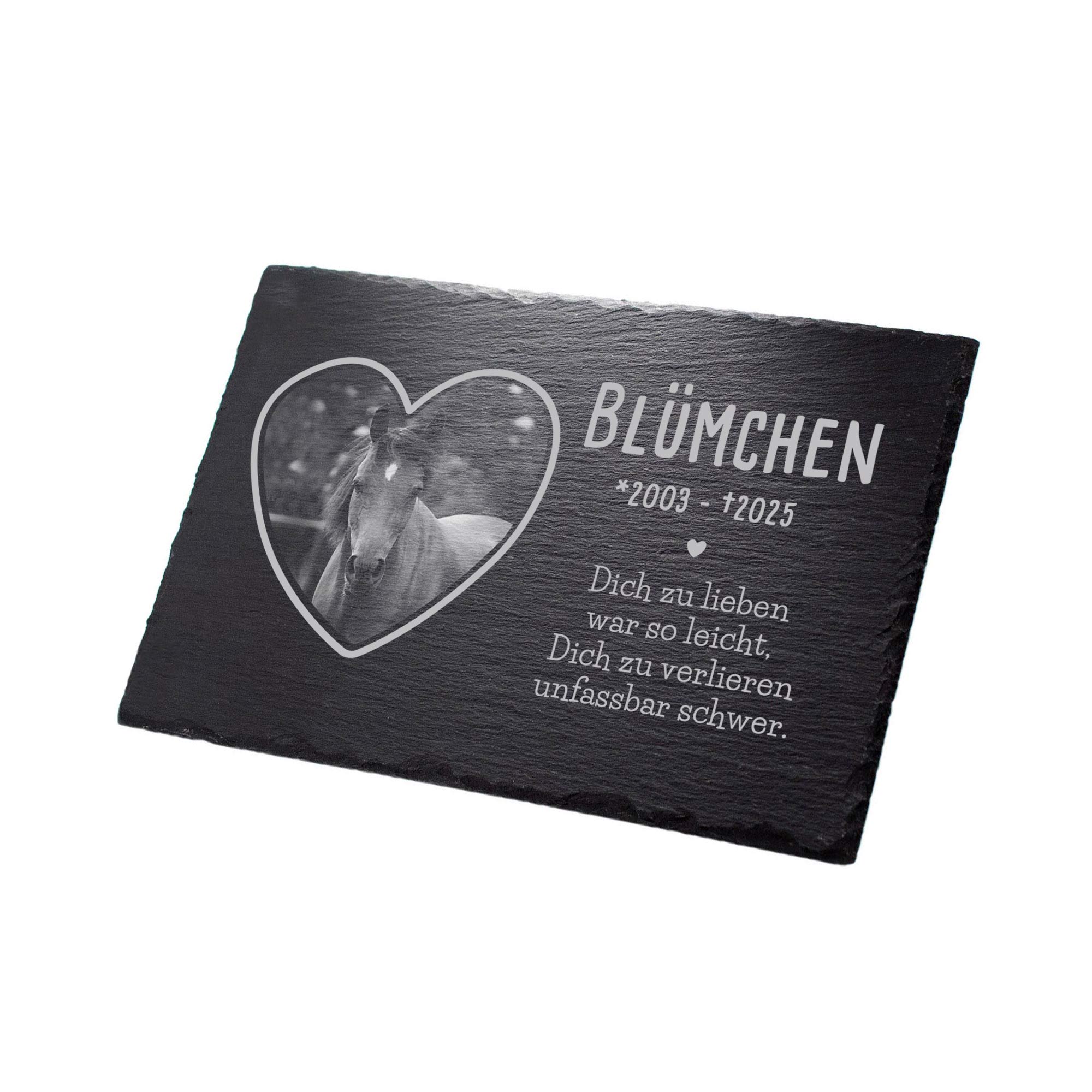 Grabplatte zur Trauer Haustier - Schiefer Gedenktafel mit Foto Grabplatte zur Trauer Haustier - Schiefer Gedenktafel mit Foto