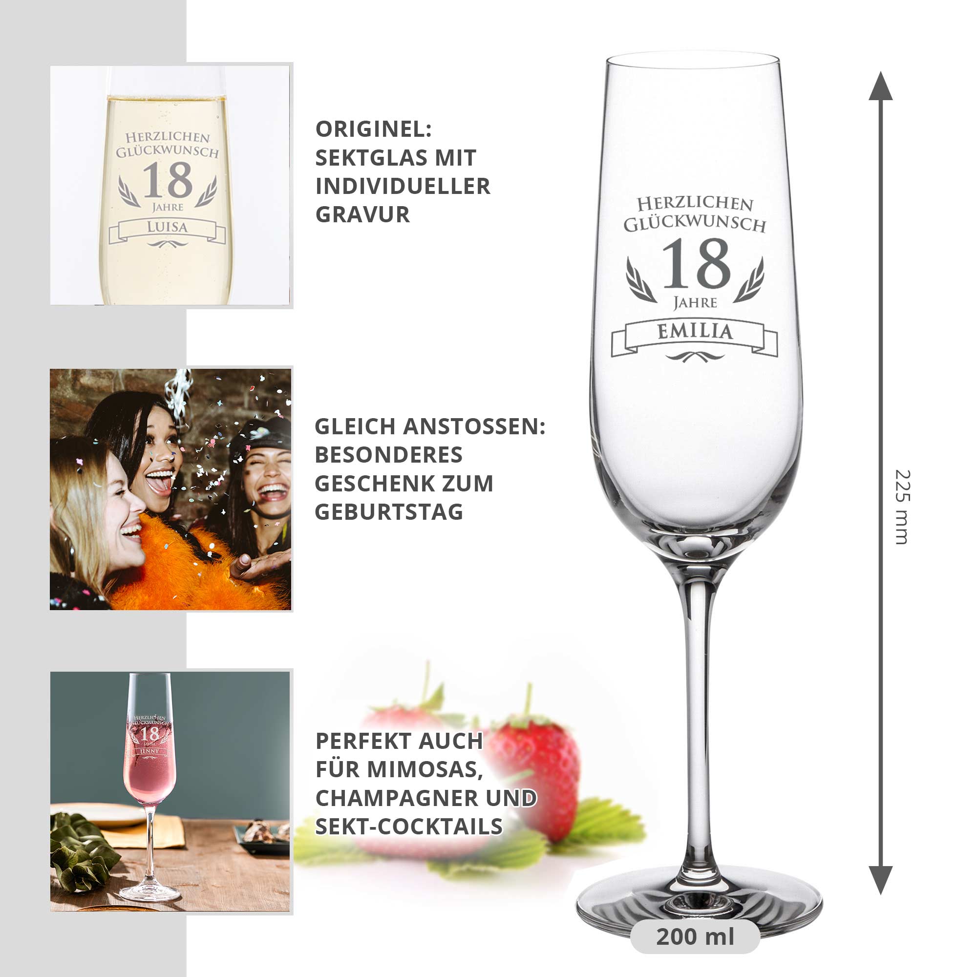 Sektglas zum 18. Geburtstag