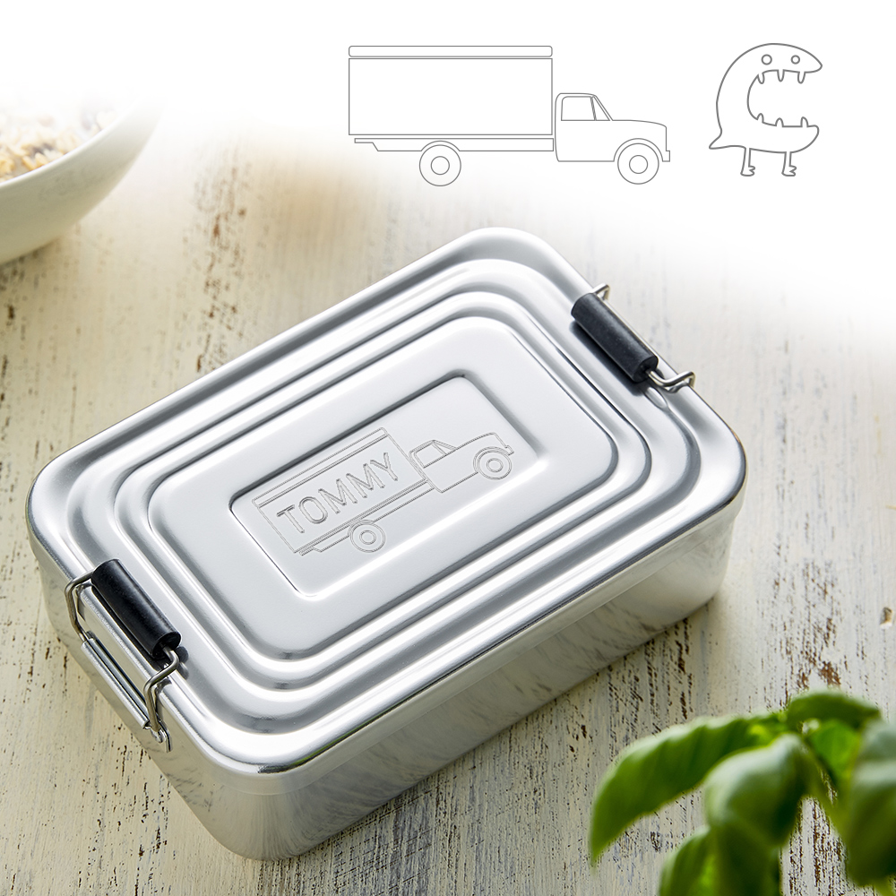 Gravierte Lunchbox für Jungs - quadratisch 2577