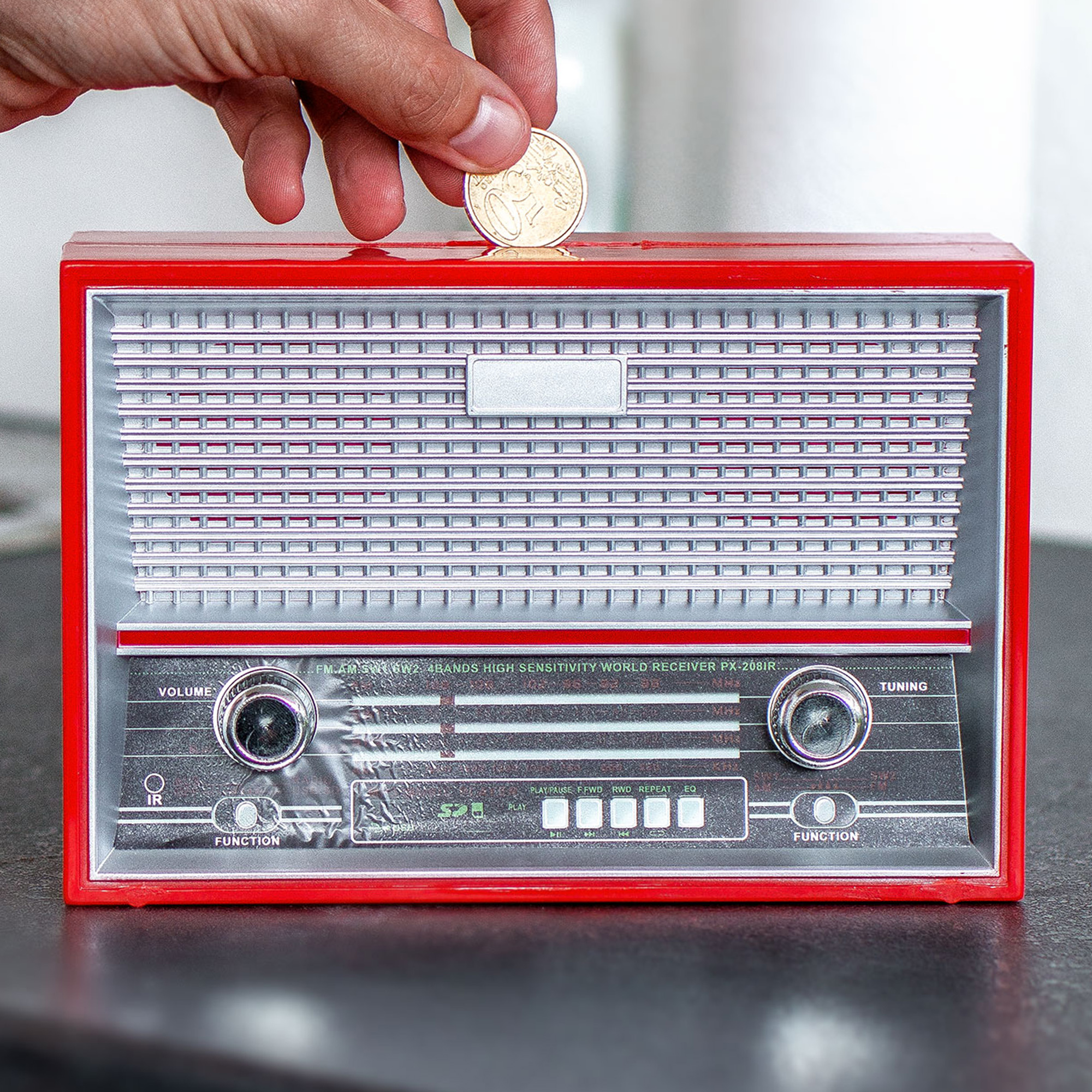 Spardose Vintage Radio - rot 3825