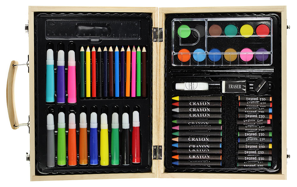 Malkasten Set mit Holzkoffer - 67-teilig