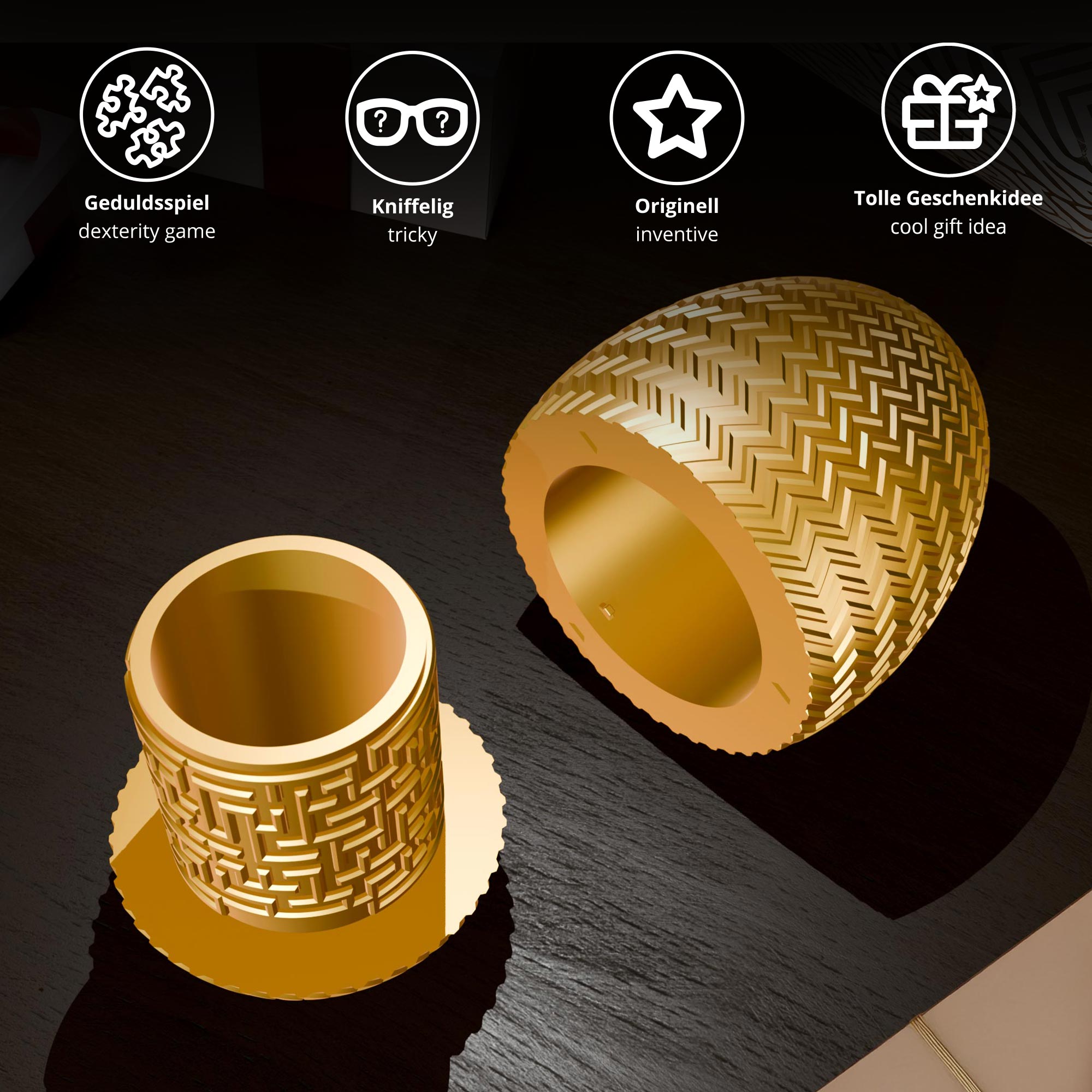 Labyrinthbox Ei – Geschenkverpackung für Geld & Gutscheine - Gold