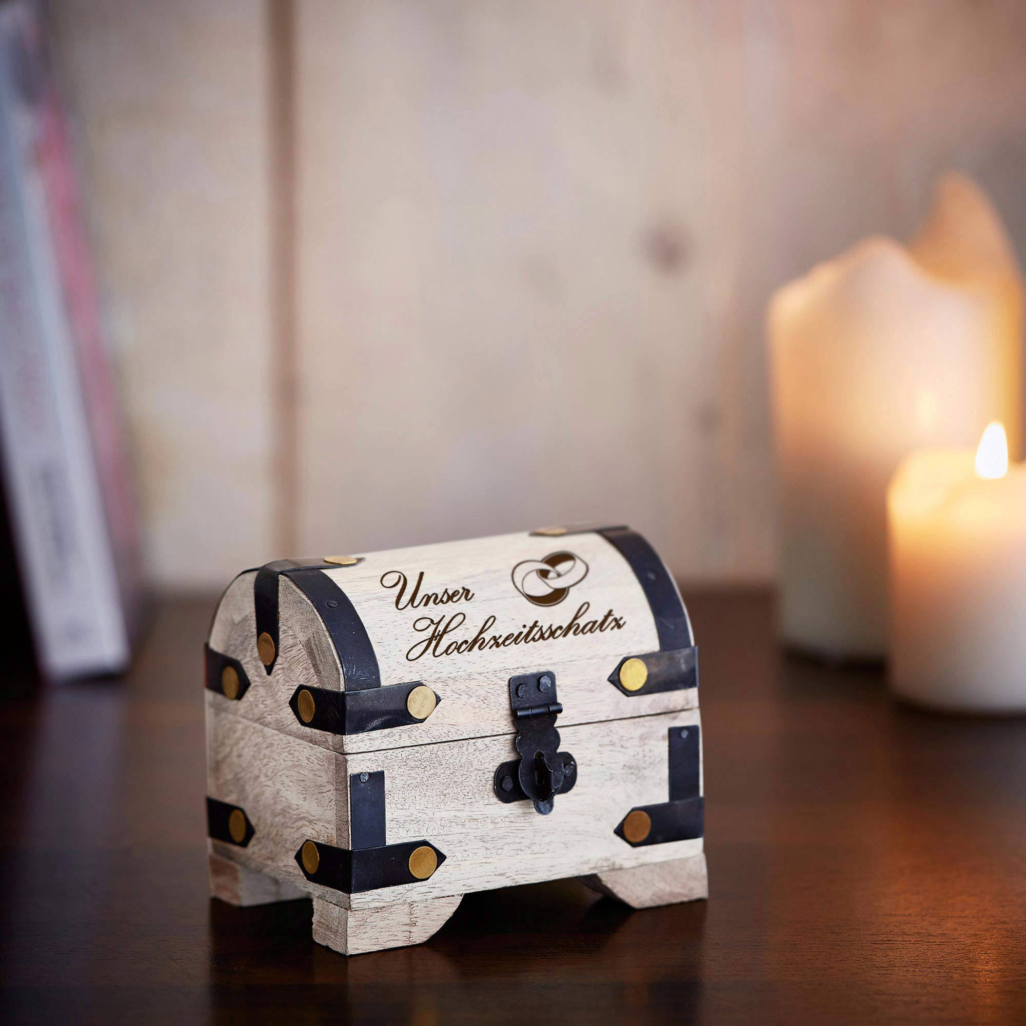 Mini Geld Schatztruhe zur Hochzeit Hochzeitsschatz - Weiß