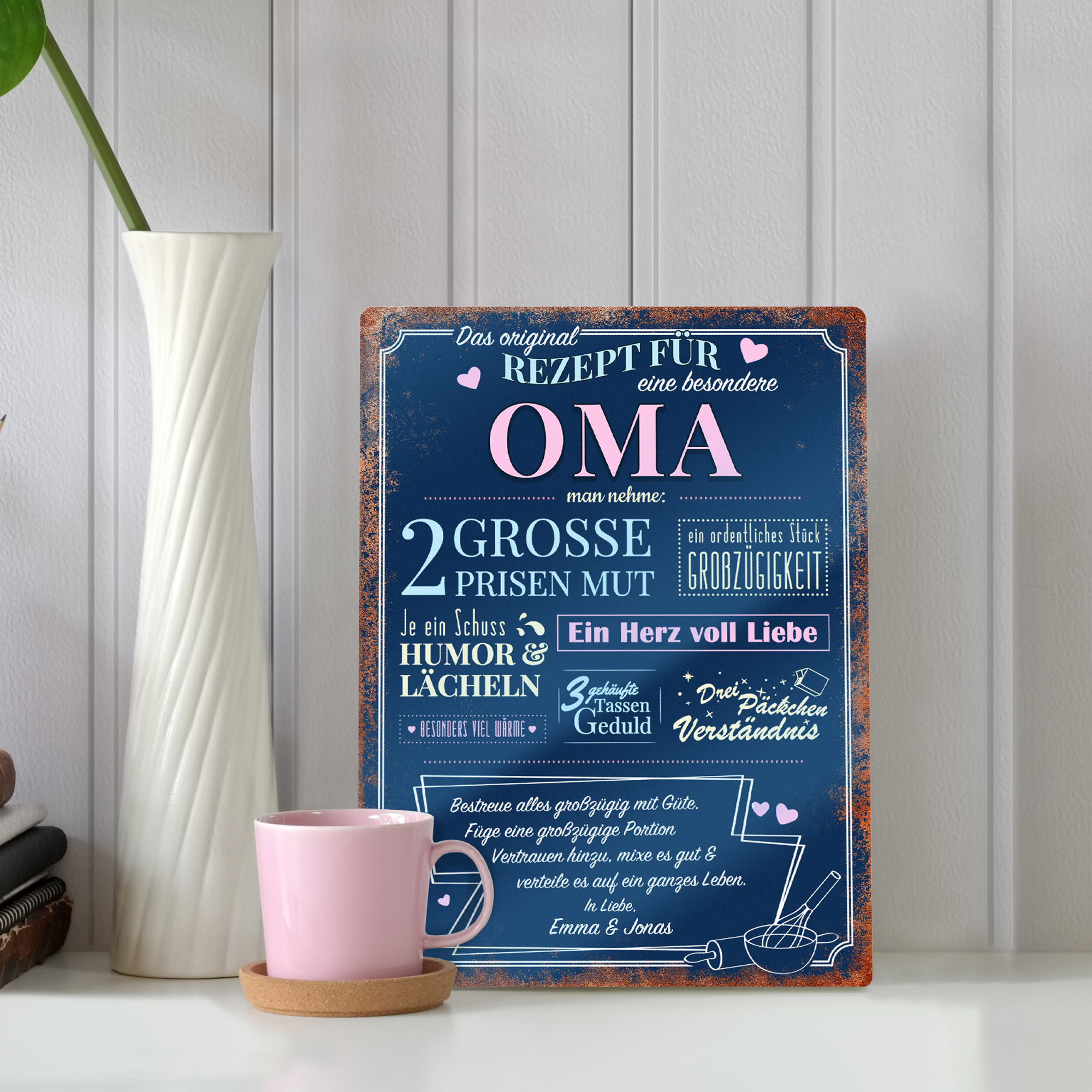 Personalisiertes Blechschild - Rezept Oma