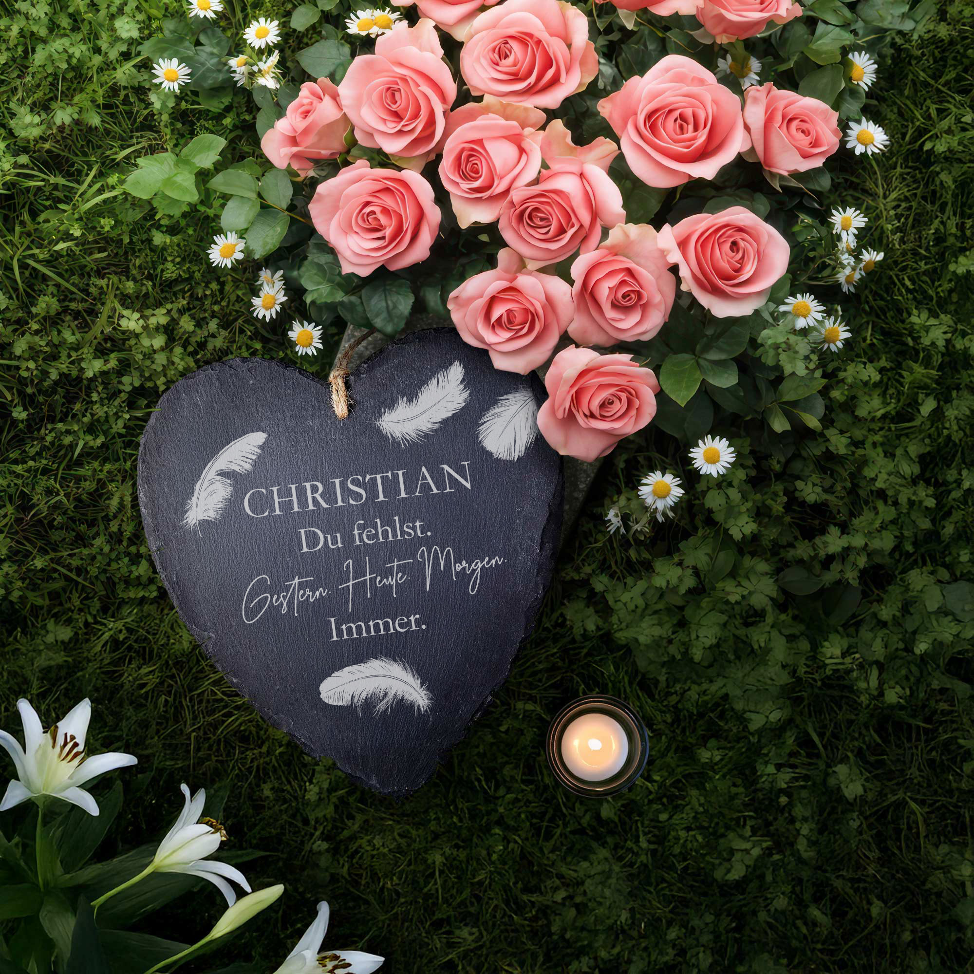 Personalisiertes Schieferherz - Du fehlst