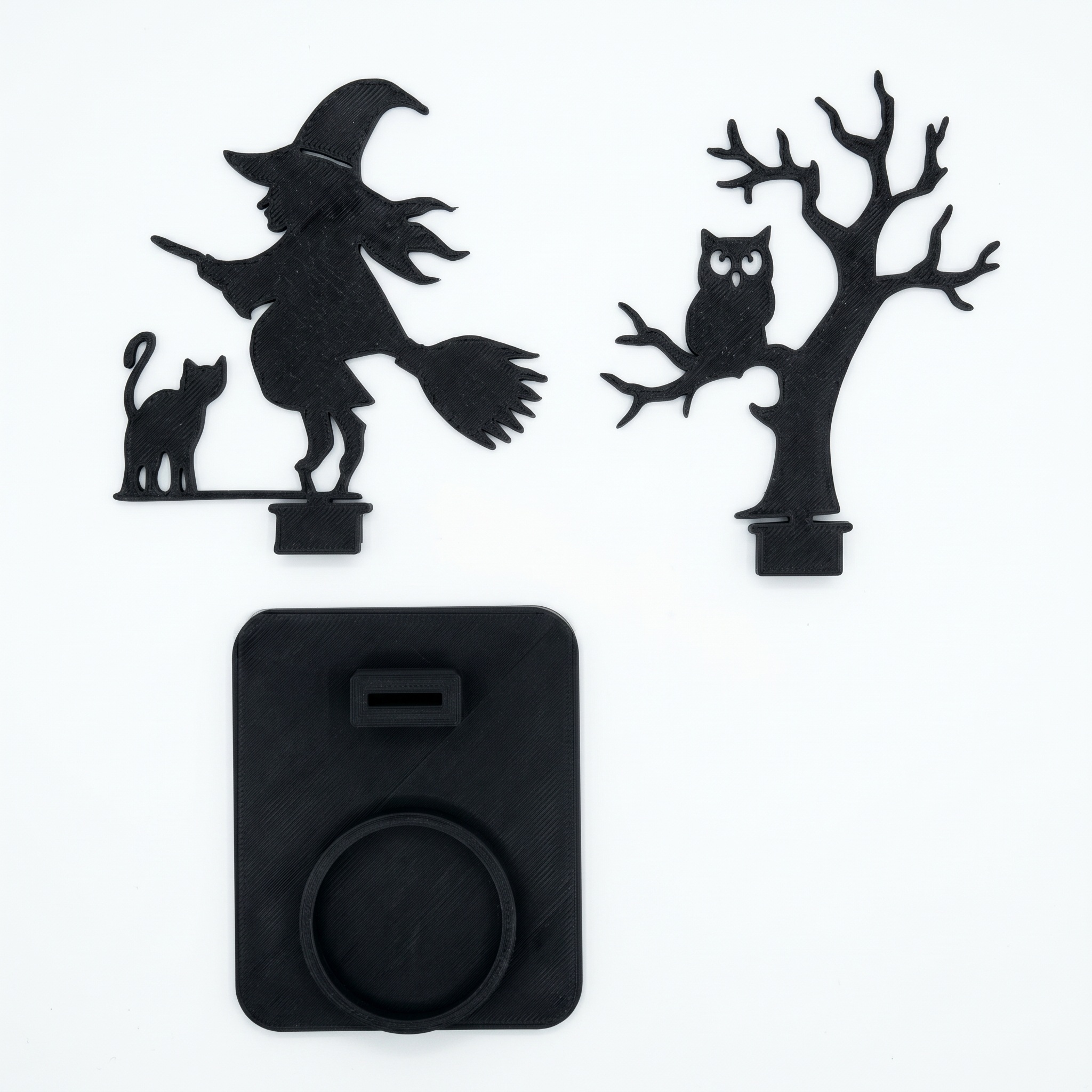 Halloween-Teelichthalter „Gruselwald“ – 2 Schattenmotive