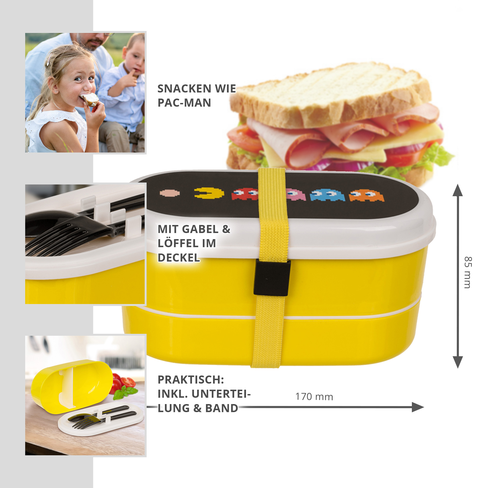 Pac-Man Brotdose mit Fächern 2208-MZ - 1