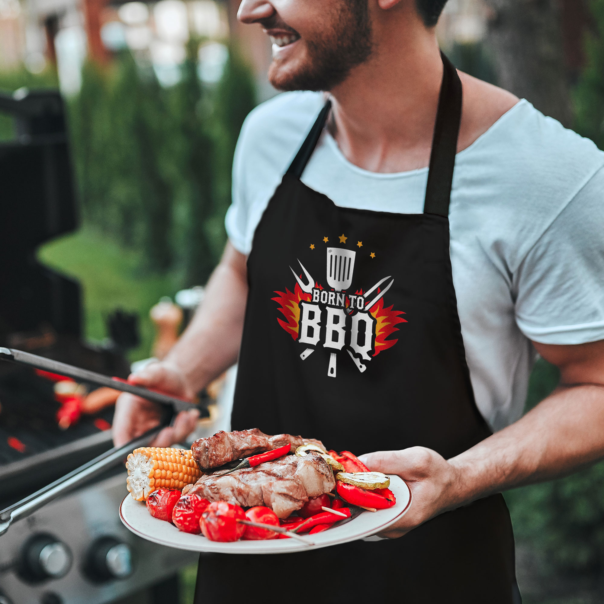 Praktische Schürze zum Grillen - Born to BBQ Grillschürze