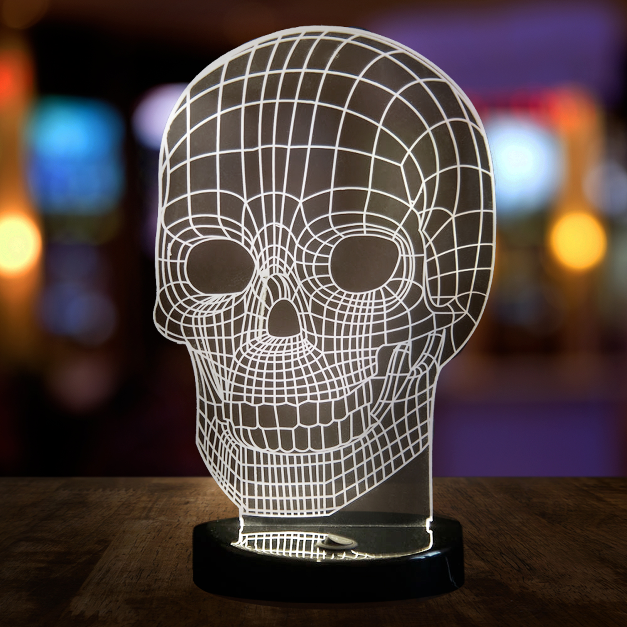 3D Tisch Leuchte - LED Totenkopf als coole Deko