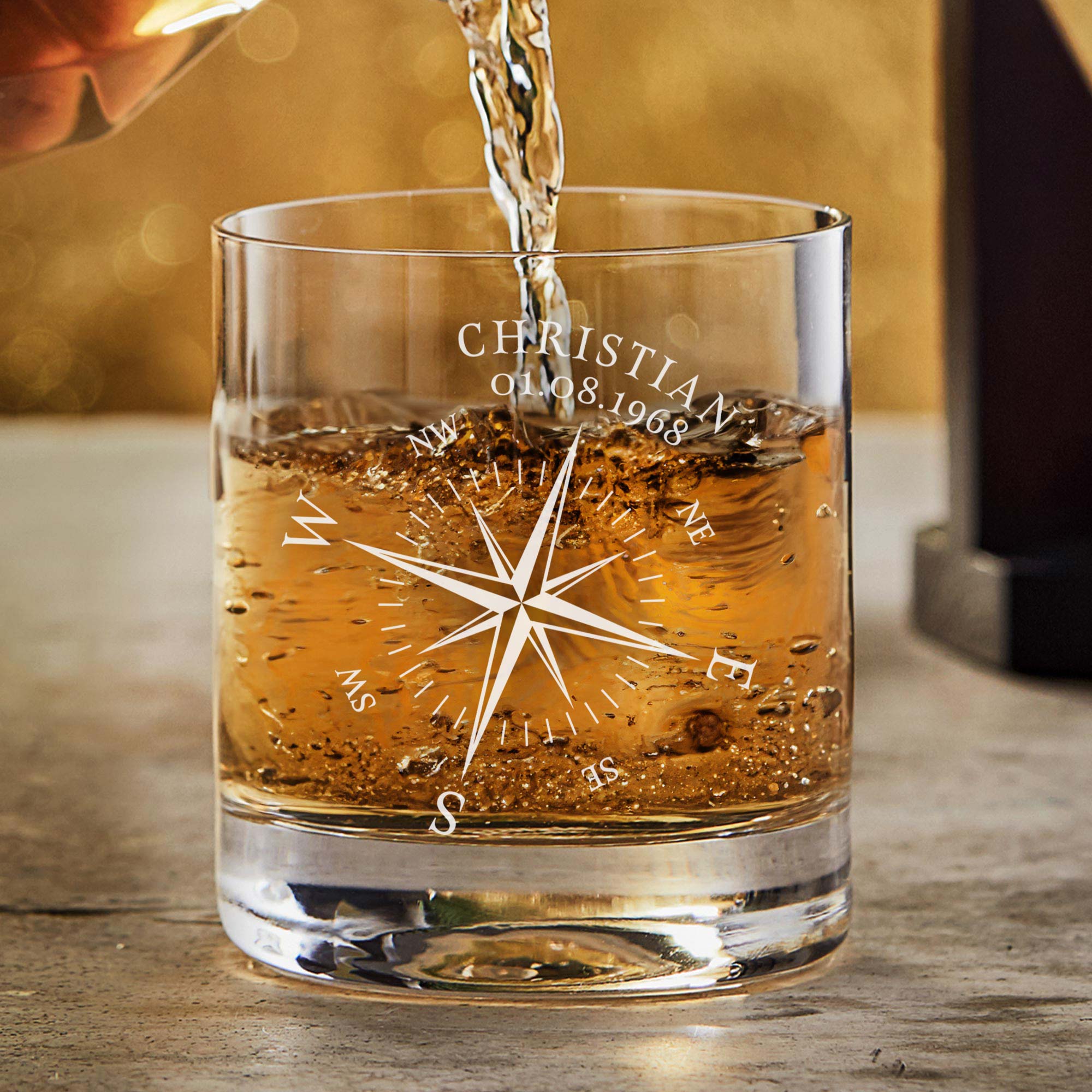 Personalisiertes Whiskyglas - Kompass