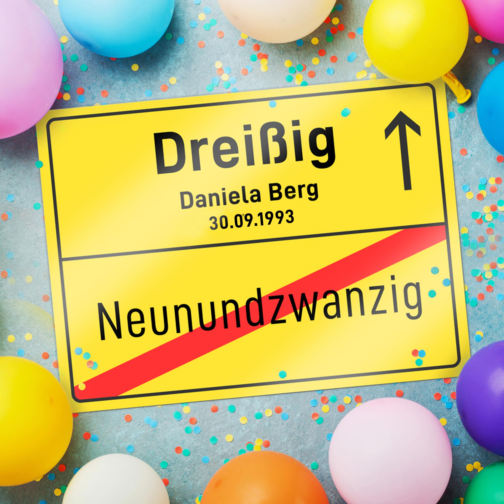 Personalisiertes Ortsschild - 30. Geburtstag