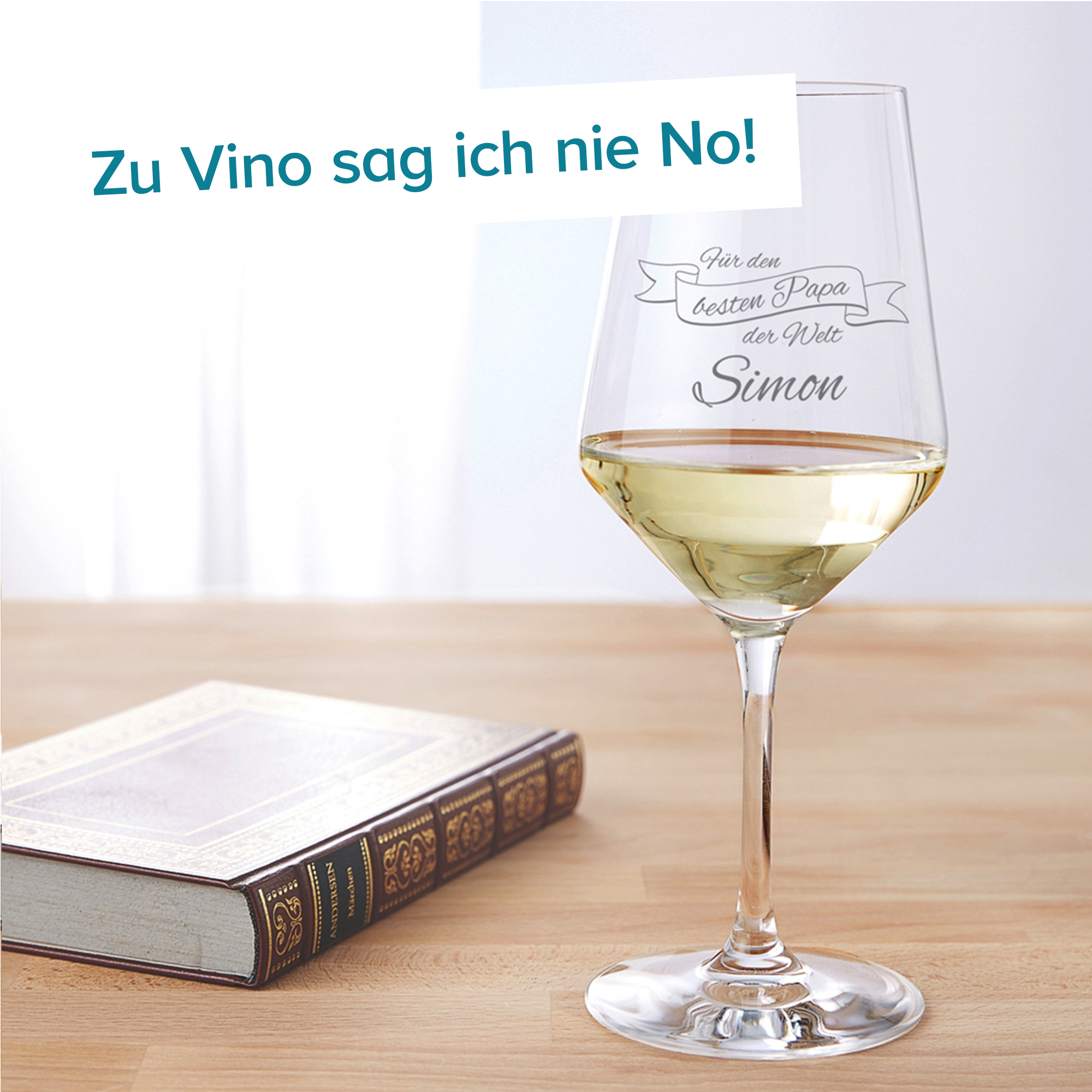 Weißweinglas mit Gravur - Bester Papa 1516 - 3