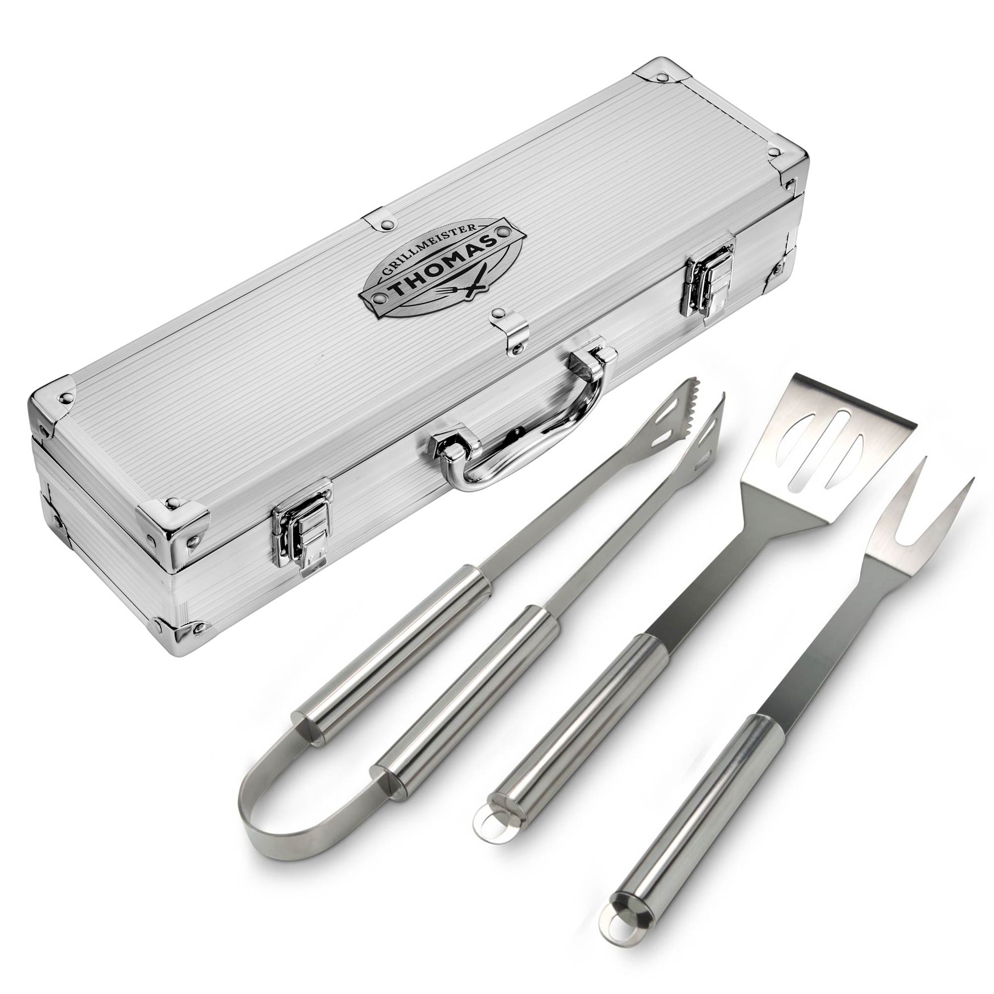 Deluxe Grillbesteck im Koffer - Grillmeister Gravur