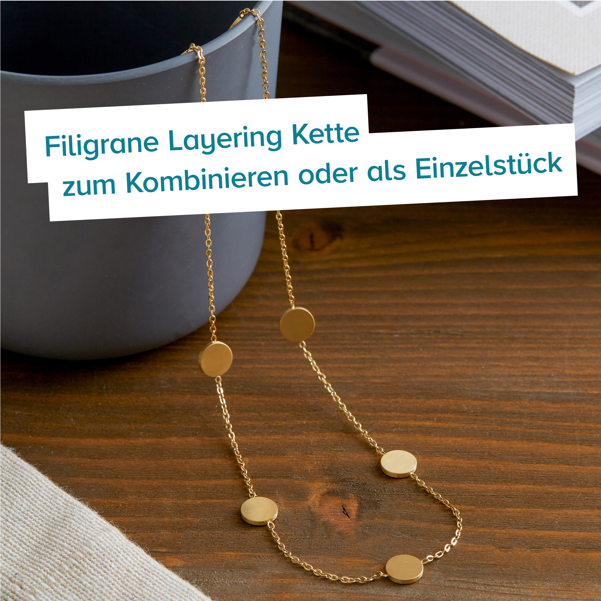 Layering Kette mit Plättchen - Gold 4025 - 9