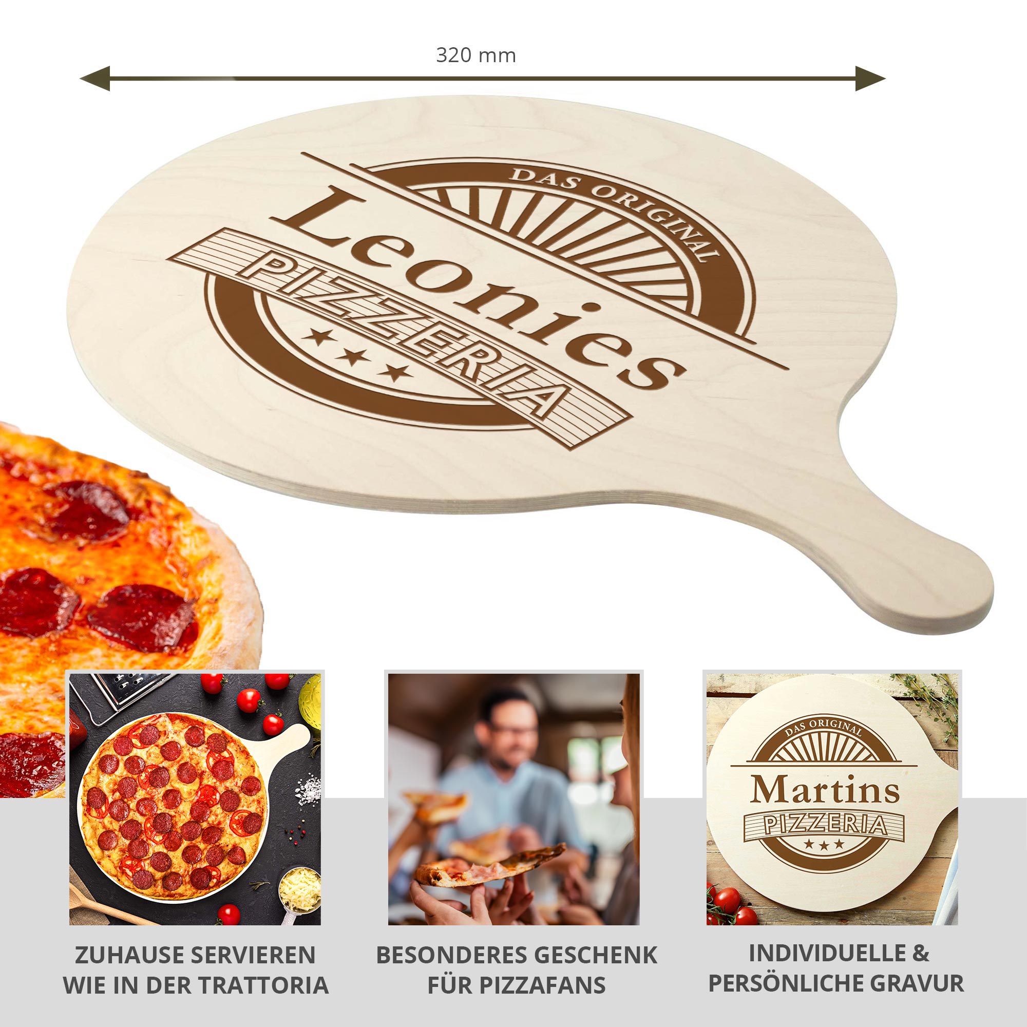 Pizzabrett mit Gravur