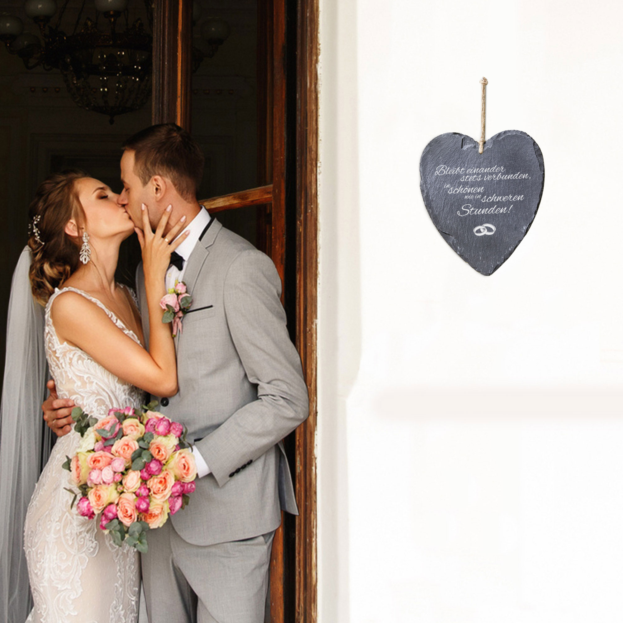 Schieferherz zur Hochzeit - personalisiert Schieferherz zur Hochzeit - personalisiert