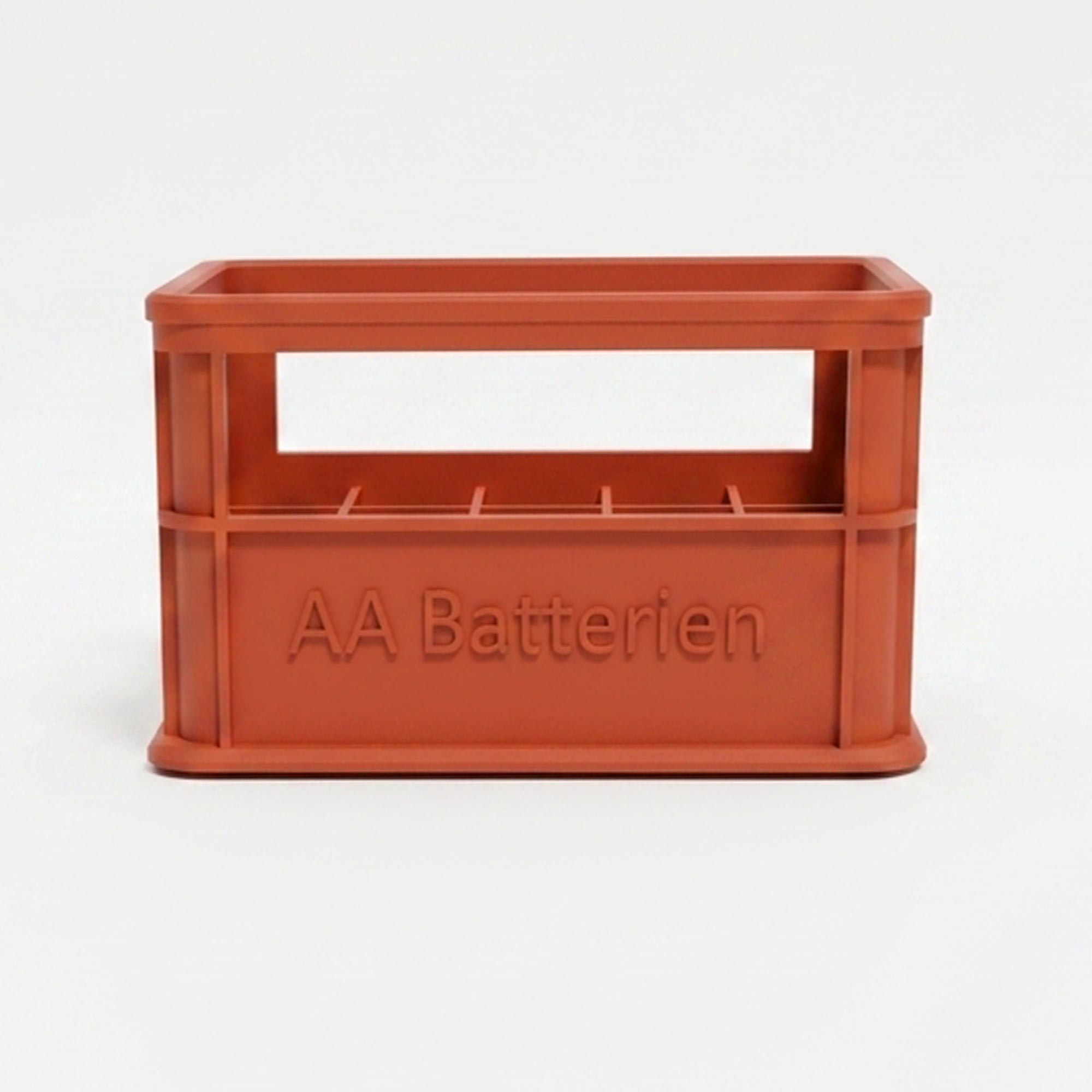 Stapelbare Aufbewahrungsbox für Batterien AA - 2er Set Bierkasten Rot Stapelbare Aufbewahrungsbox für Batterien AA - 2er Set Bierkasten Rot