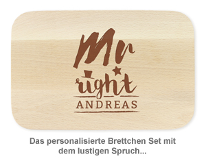 Frühstücksbrettchen Set mit Gravur - Mr and Mrs Right 3147 - 1