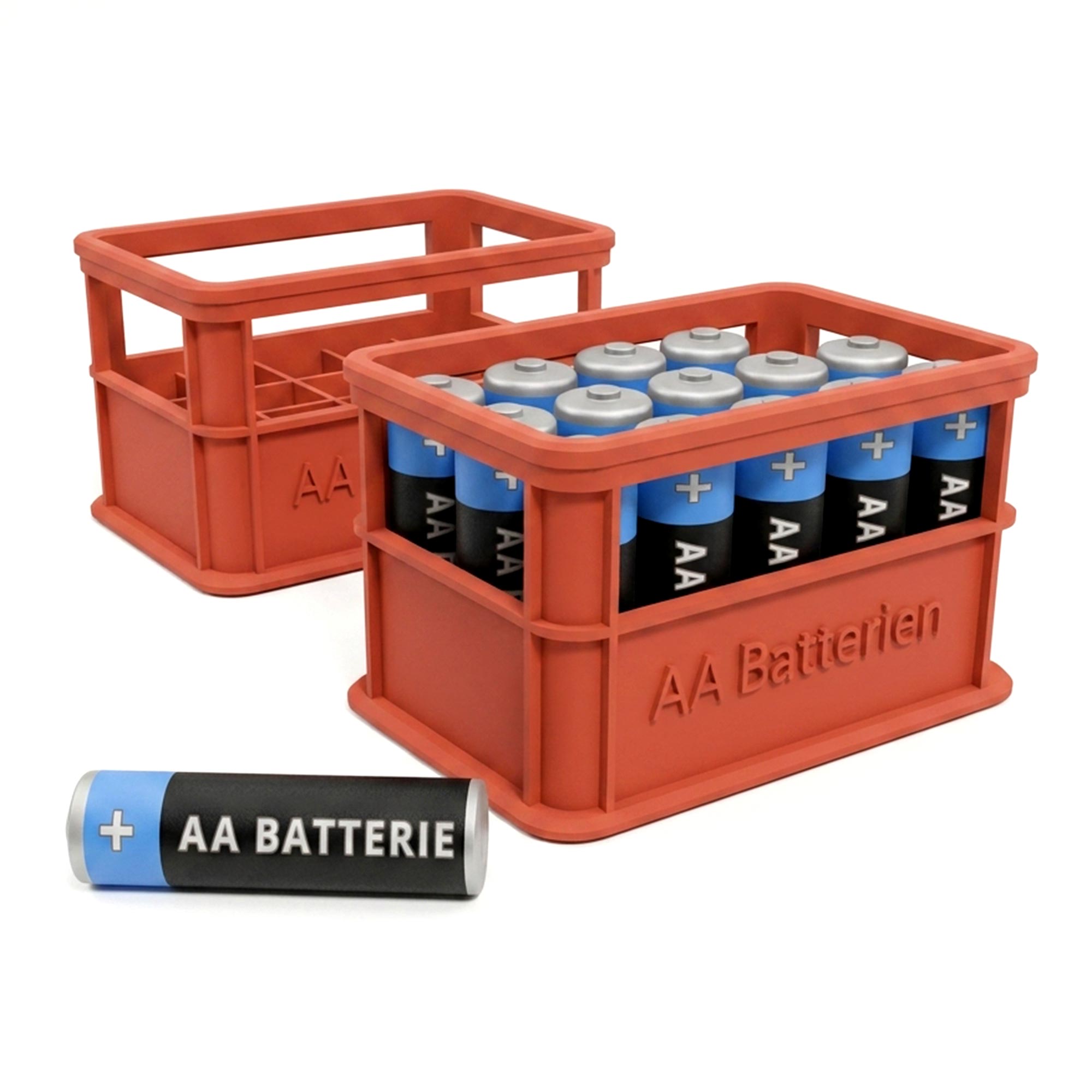 Stapelbare Aufbewahrungsbox für Batterien AA - 2er Set Bierkasten Rot Stapelbare Aufbewahrungsbox für Batterien AA - 2er Set Bierkasten Rot