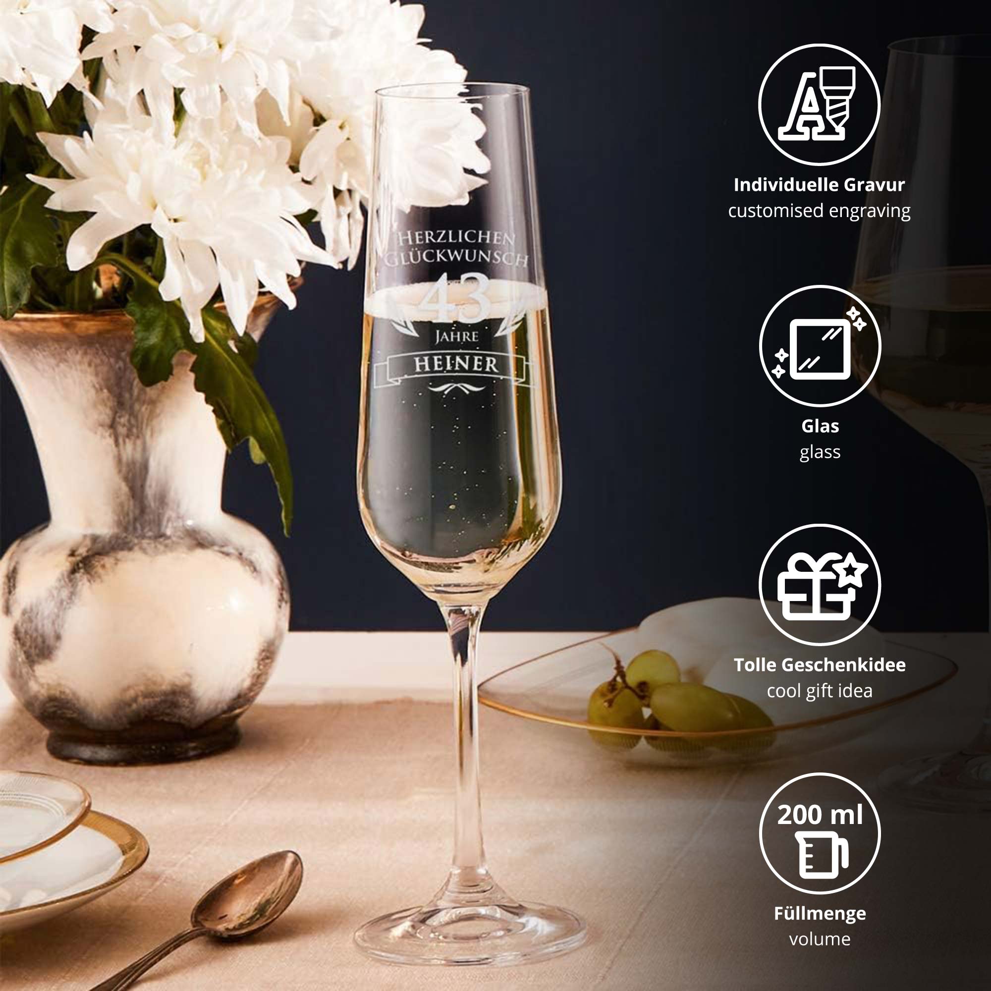 Sektglas zum Geburtstag
