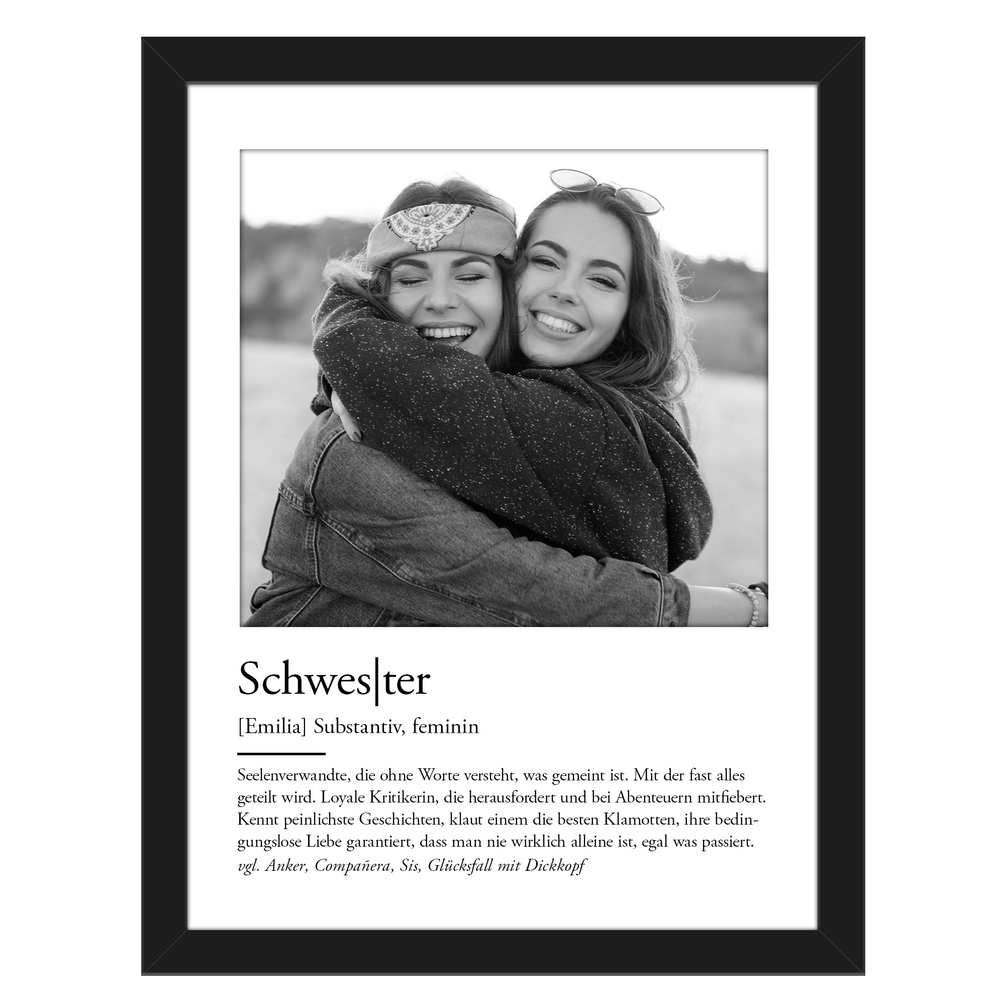 Definition Schwester - personalisiertes Bild mit Foto